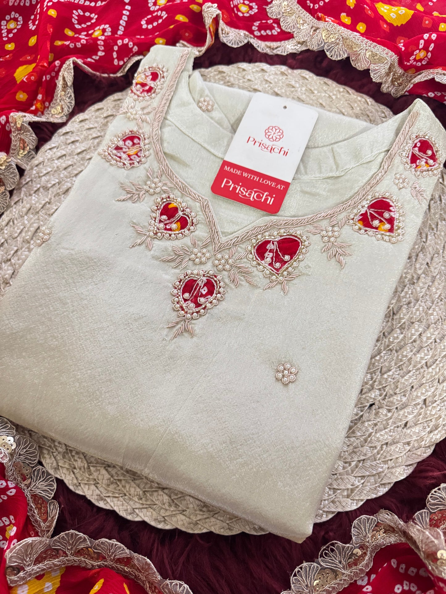 White embroidered kurta set with dupatta