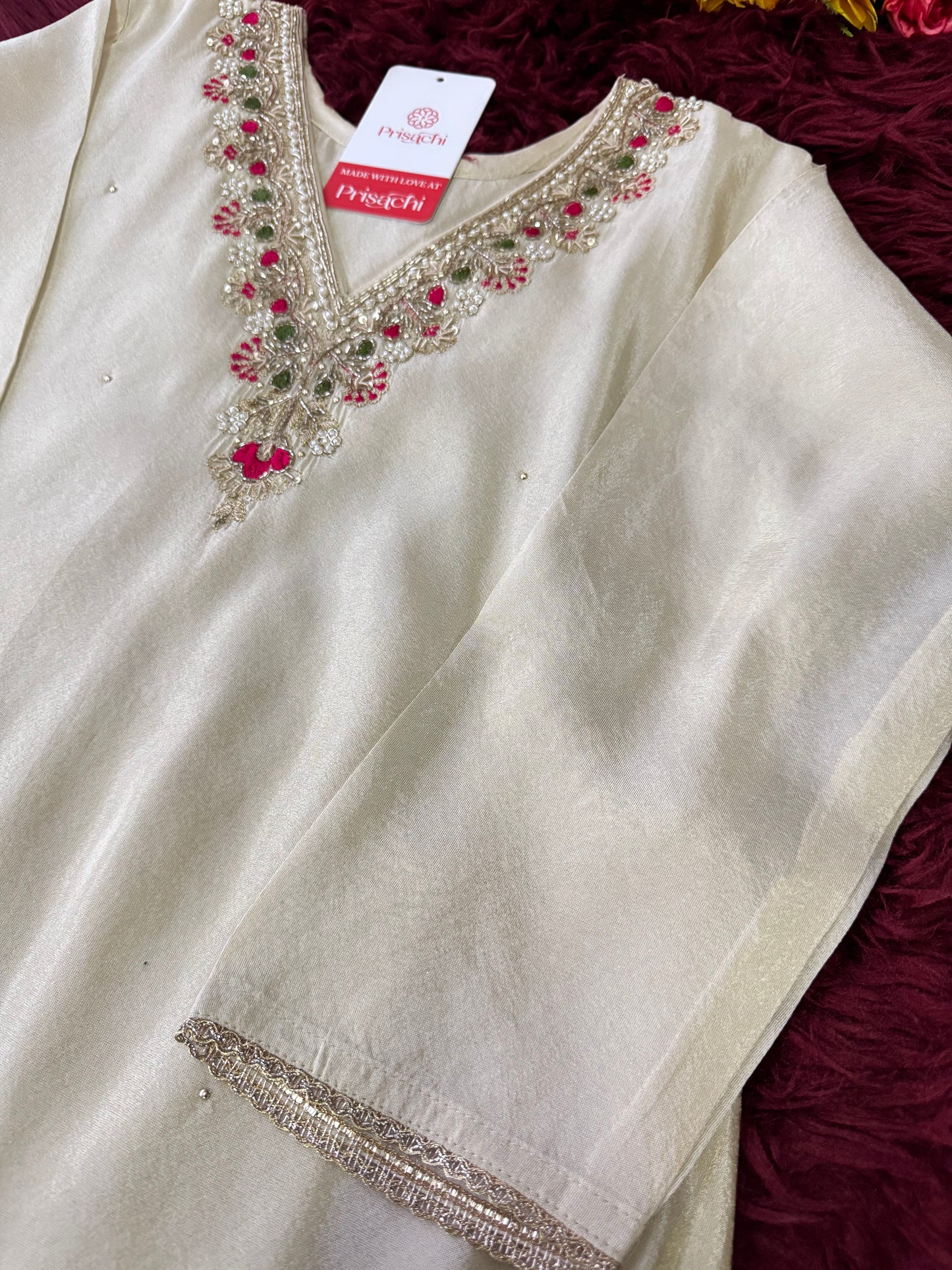 White embroidered kurta set with dupatta