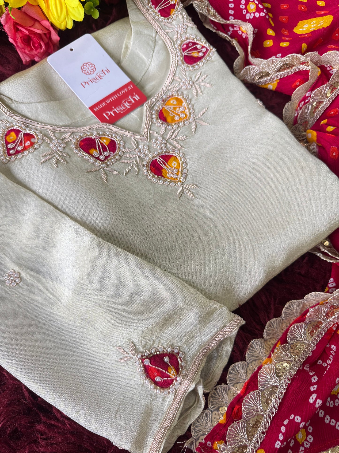 White embroidered kurta set with dupatta