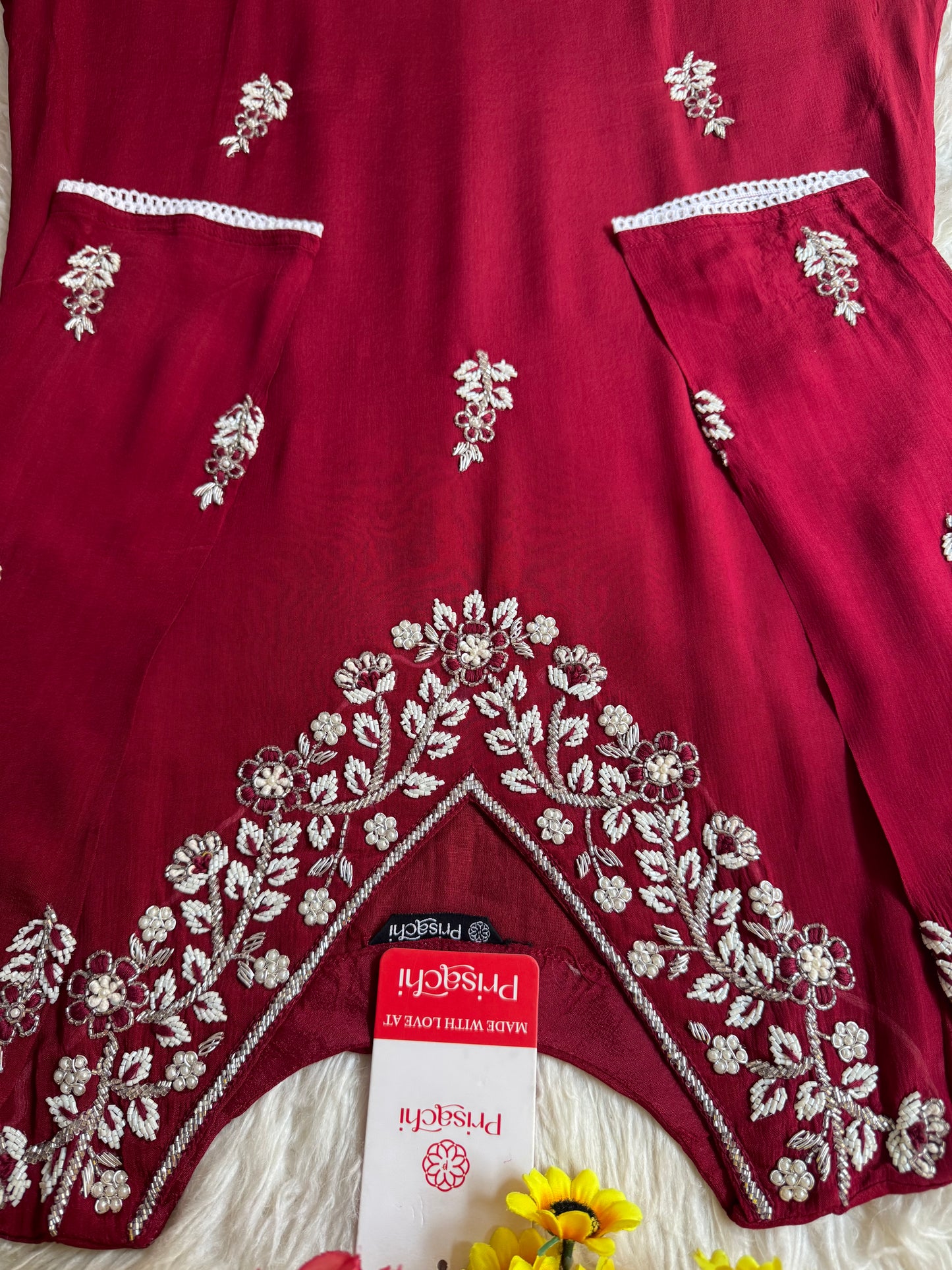 Embroidered kurti sharara set with dupatta