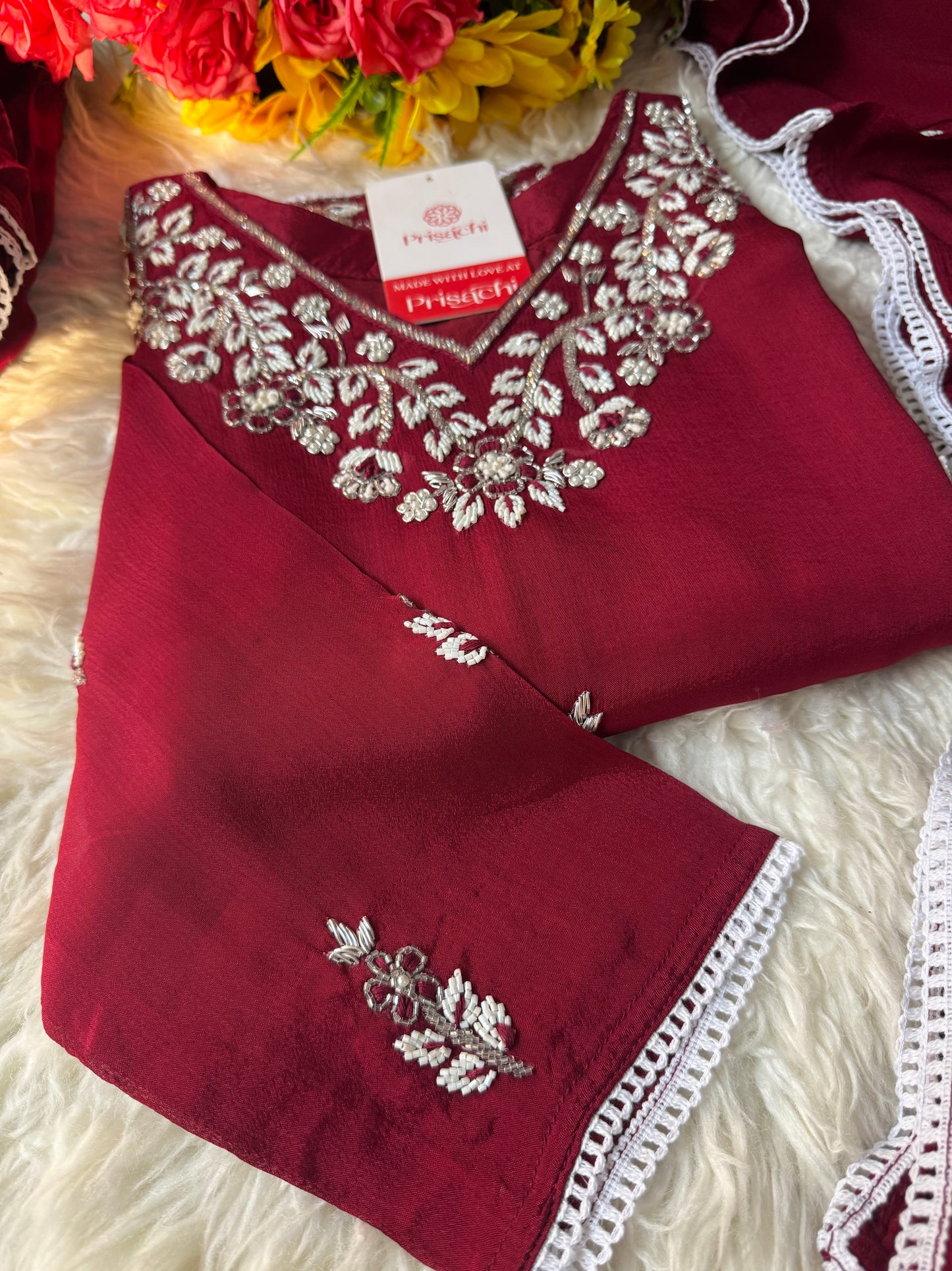 Embroidered kurti sharara set with dupatta