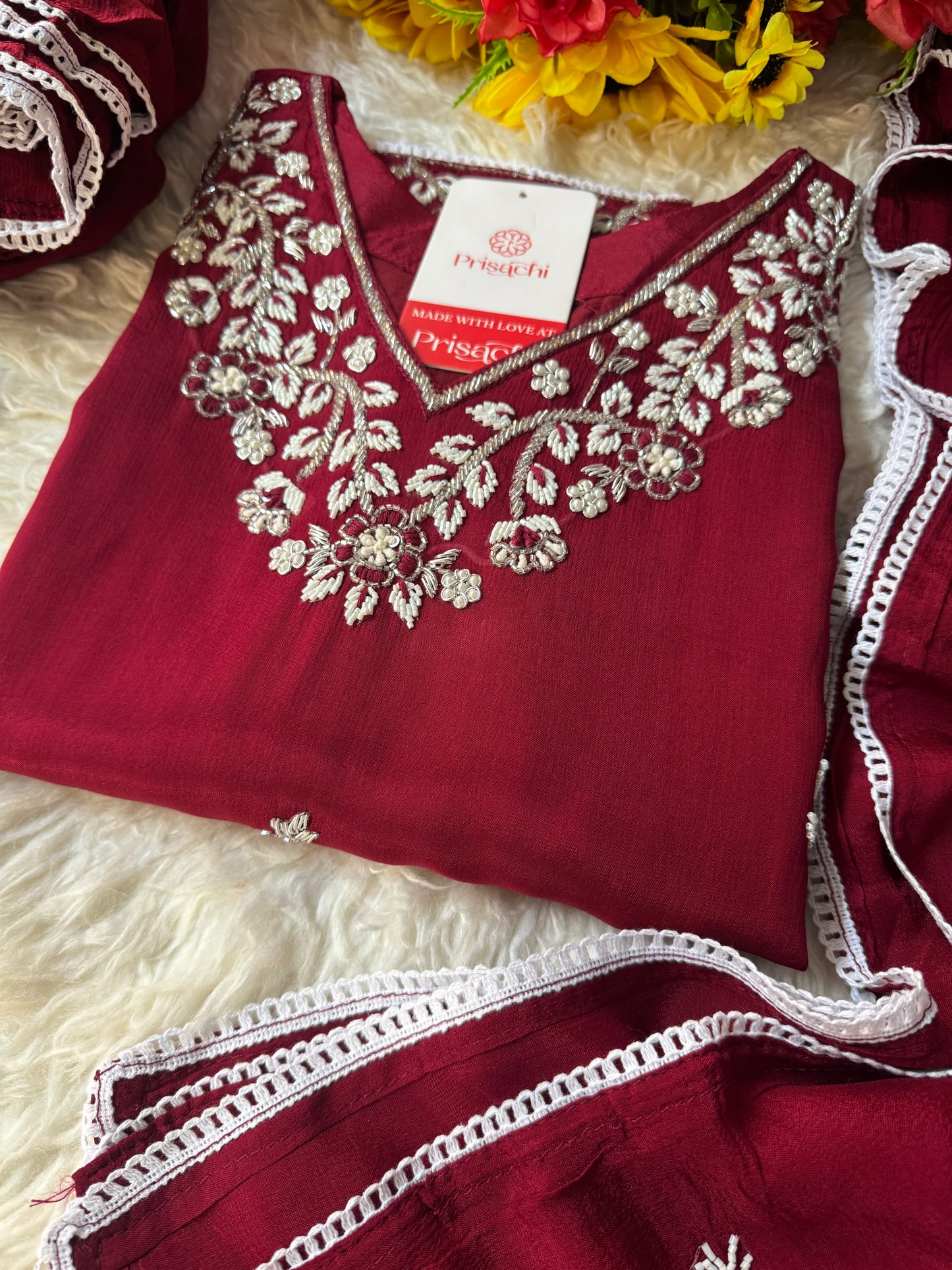 Embroidered kurti sharara set with dupatta
