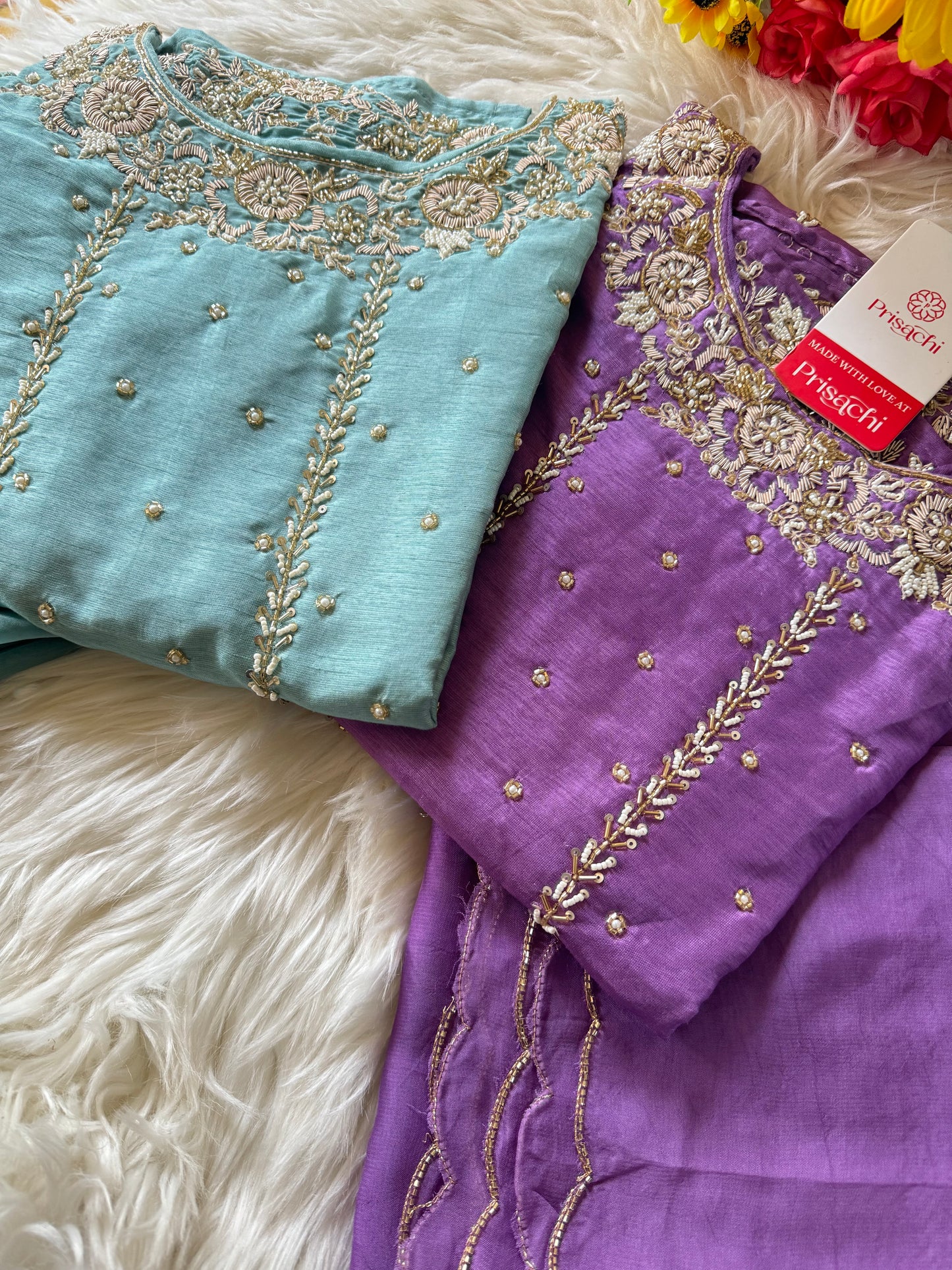 Purple Embroidered kurta set with dupatta