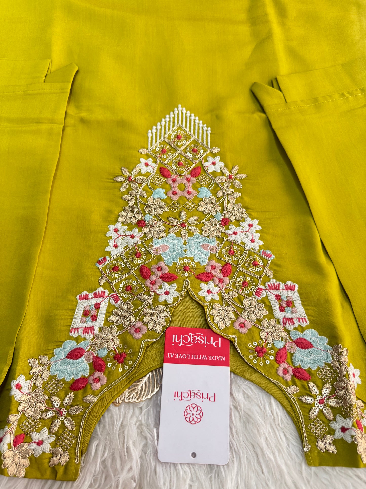 Green embroidered kurta set with dupatta