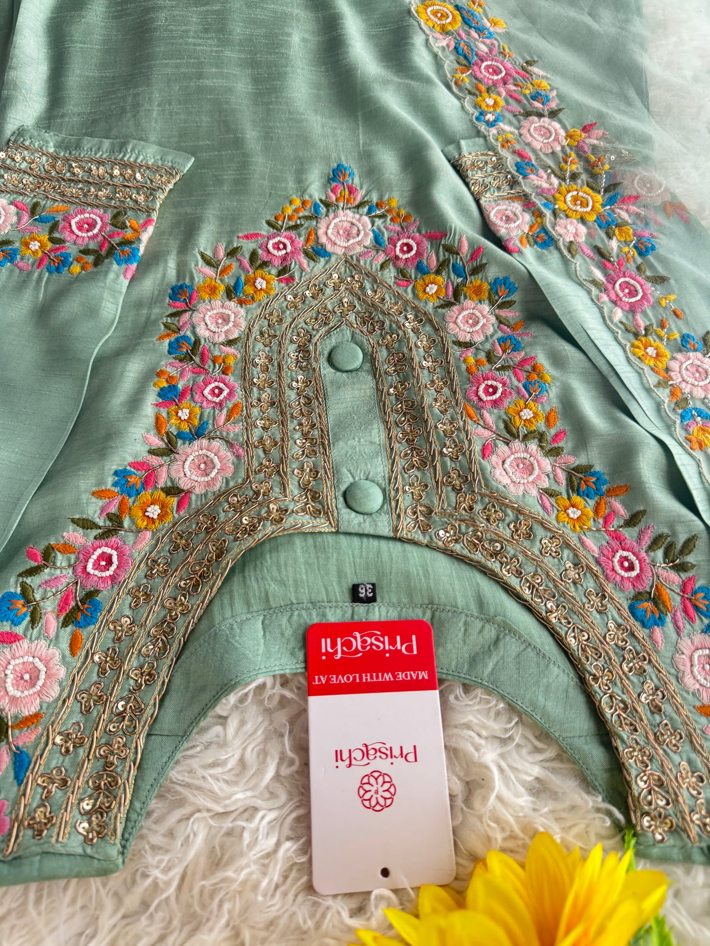 Pista Green Embroidered Kurta bottom With Dupatta