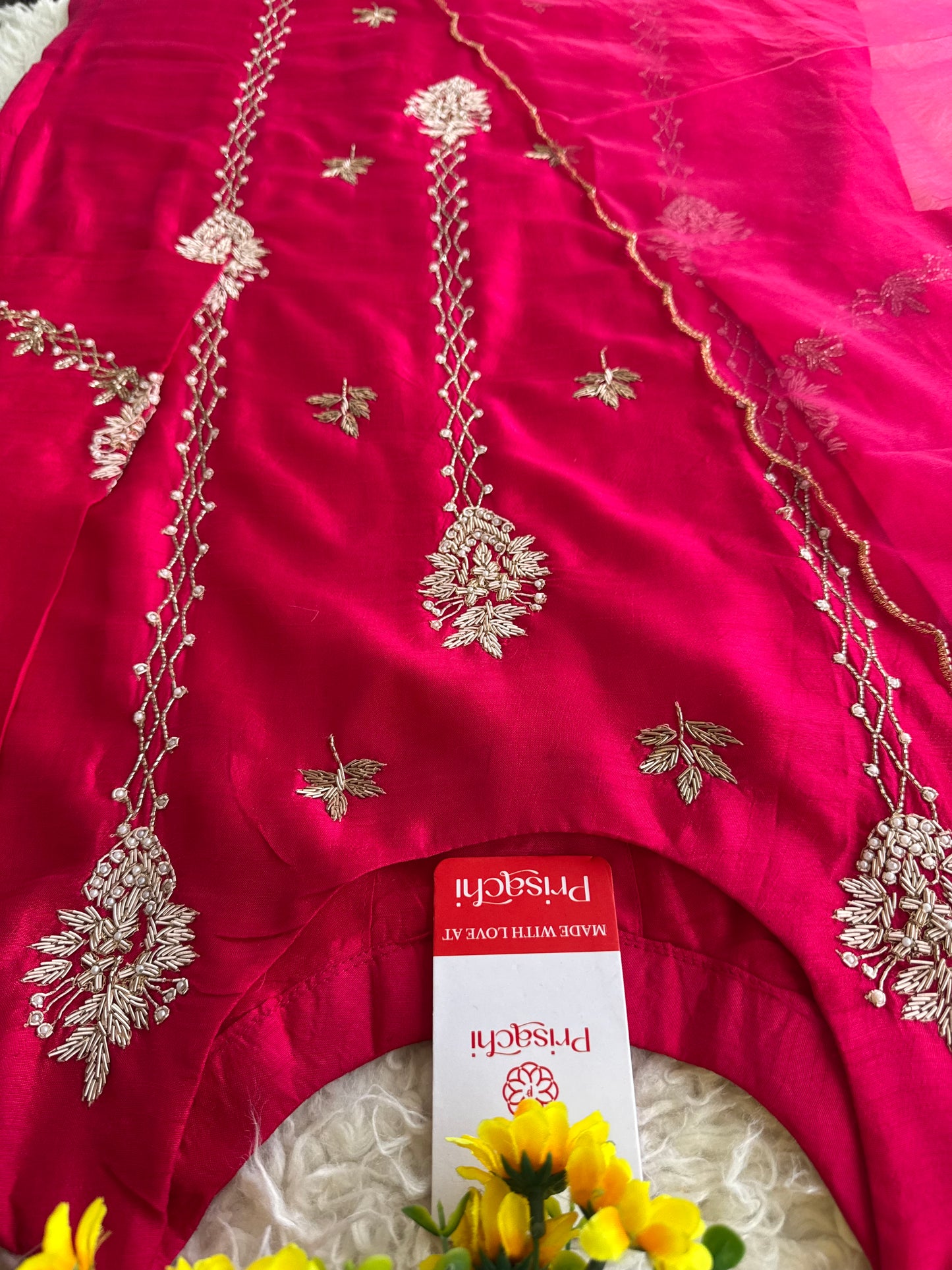 Pink Designer Embroidered kurta set with dupatta