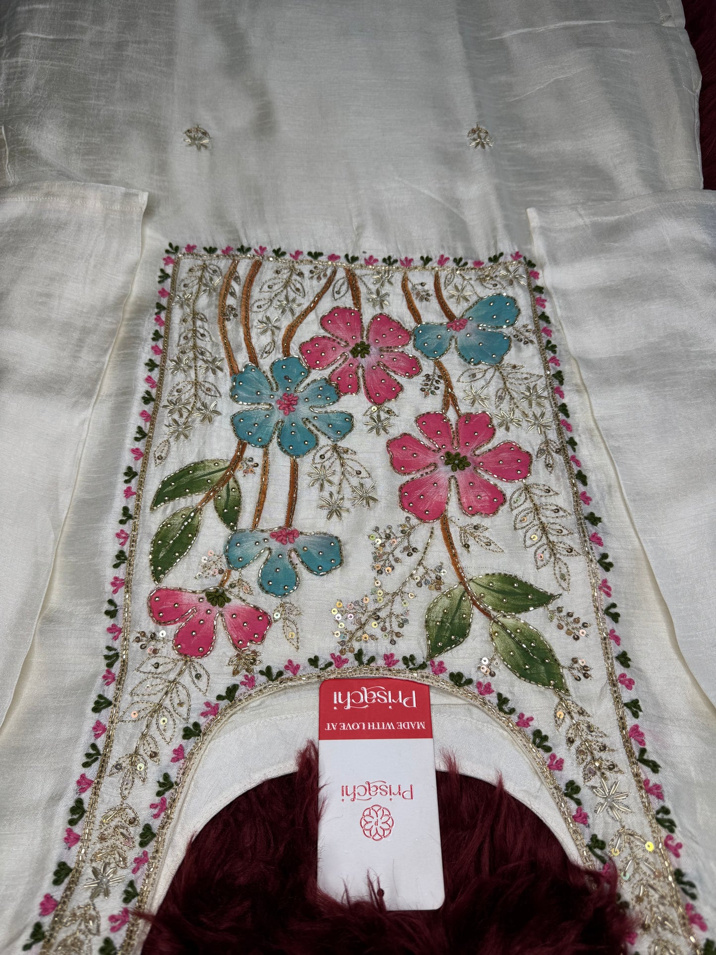 Off-white Straight Kurta Pant With dupttaa - Prisachi Official