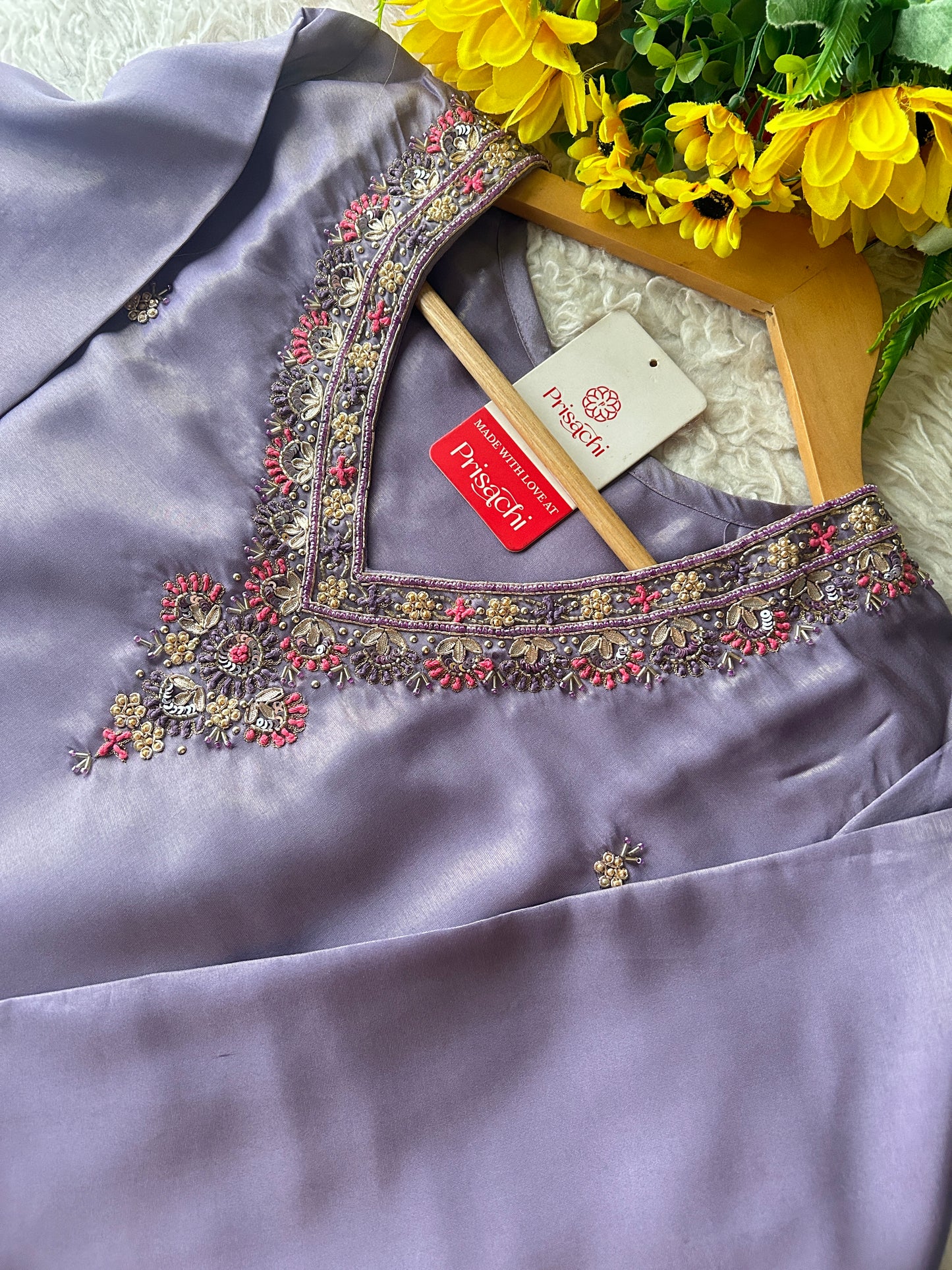 Purple embroidered kurta set with dupatta