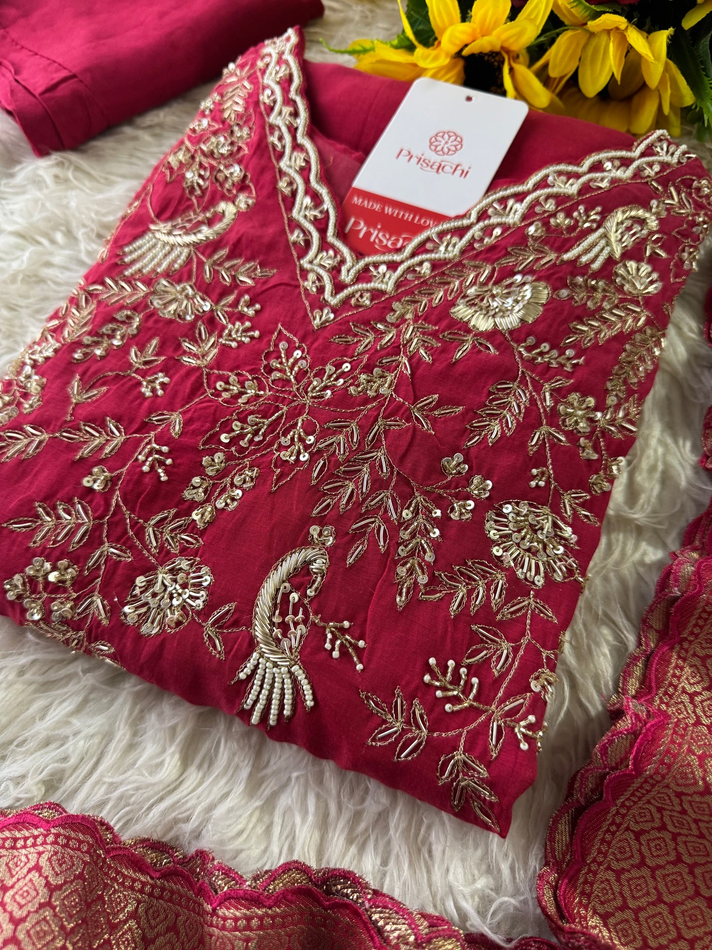 Designer Pink Embroidered kurta set with dupatta
