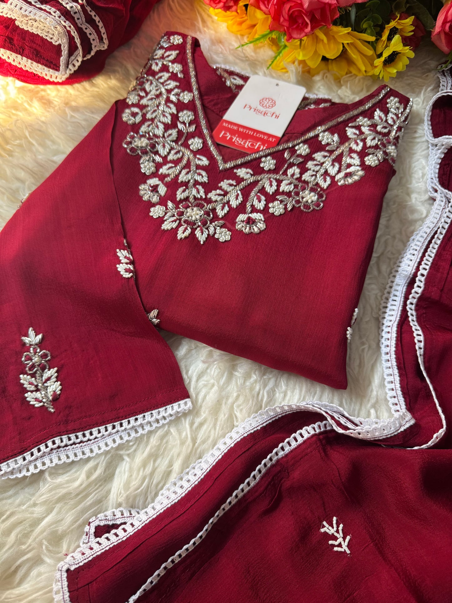 Embroidered kurti sharara set with dupatta