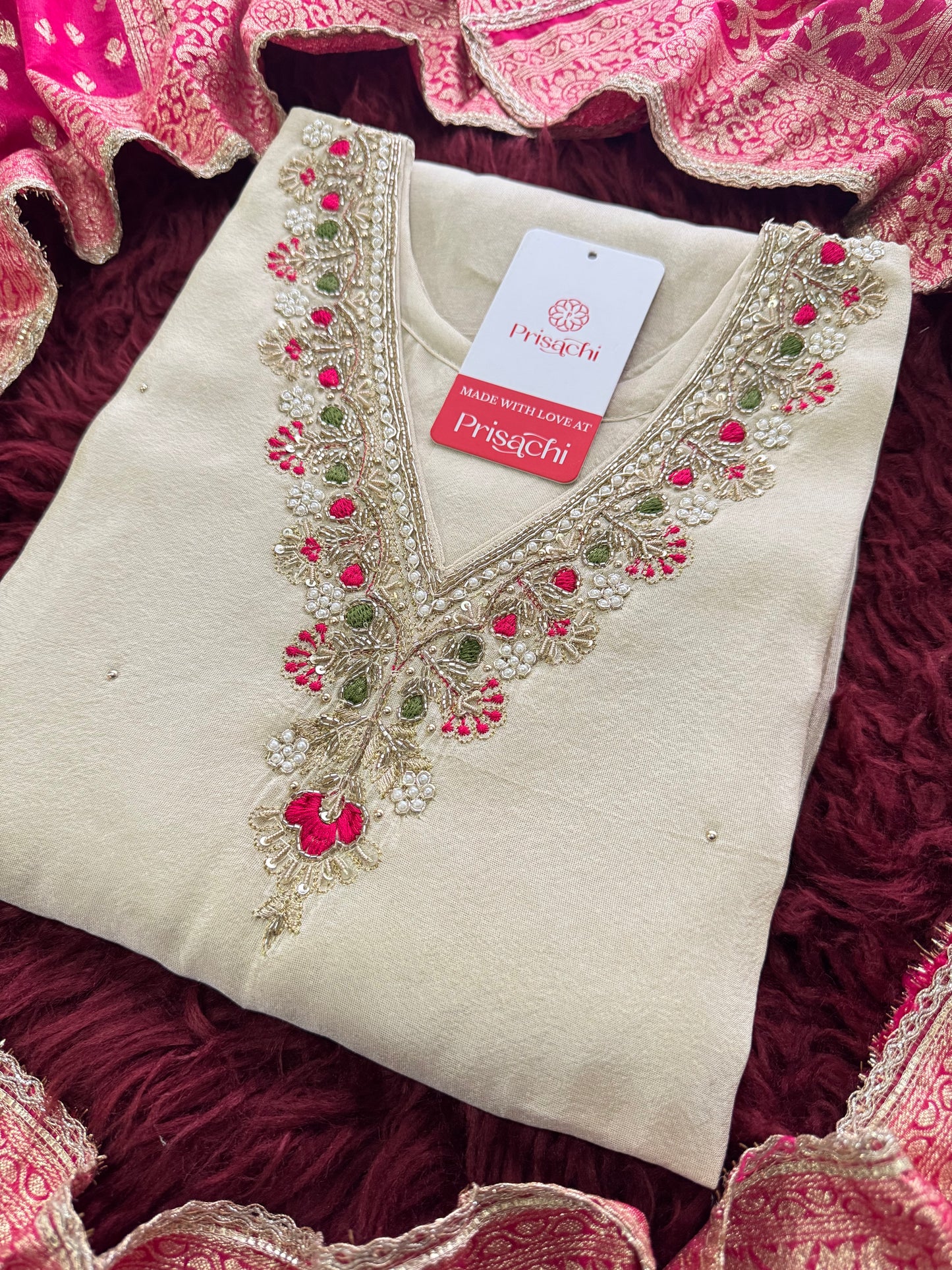 White embroidered kurta set with dupatta