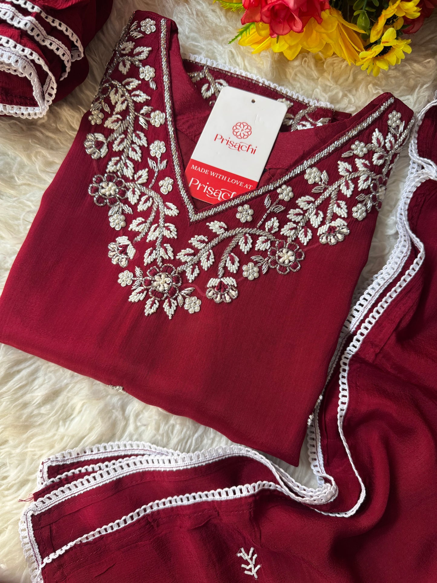 Embroidered kurti sharara set with dupatta