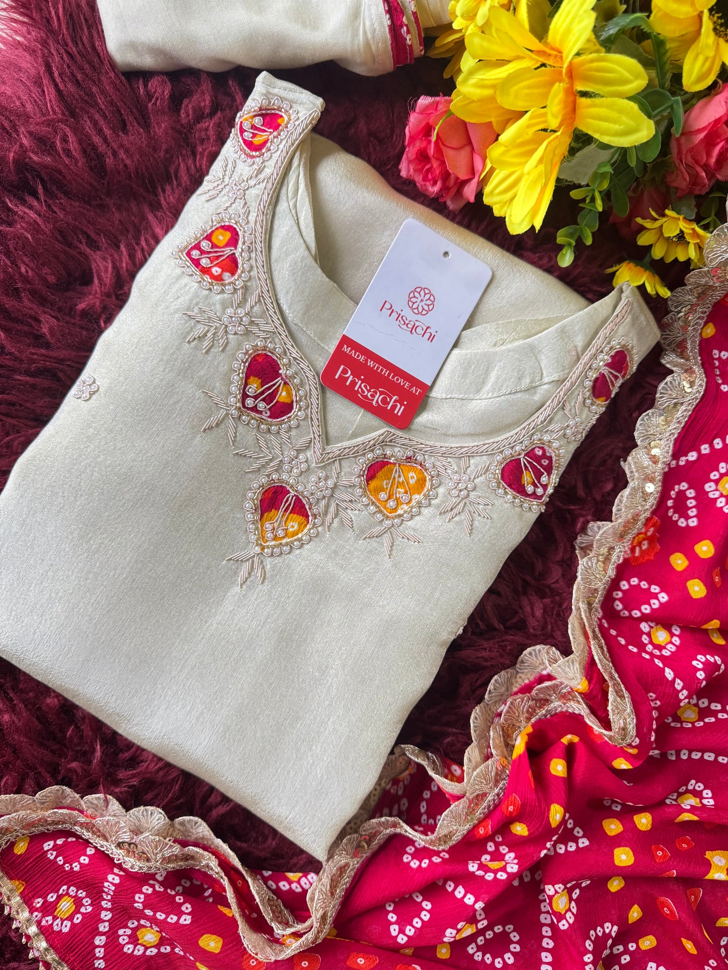 White embroidered kurta set with dupatta