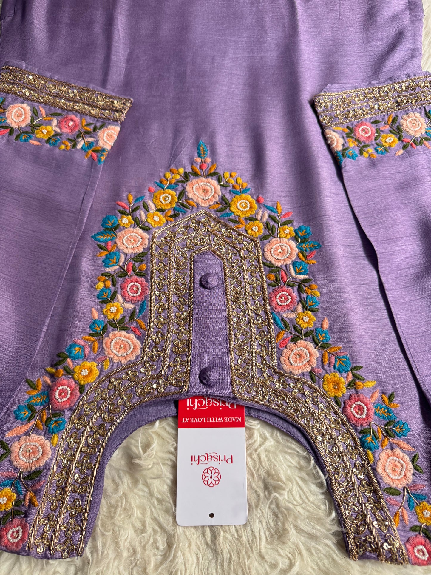 Purple Embroidered Kurta bottom With Dupatta
