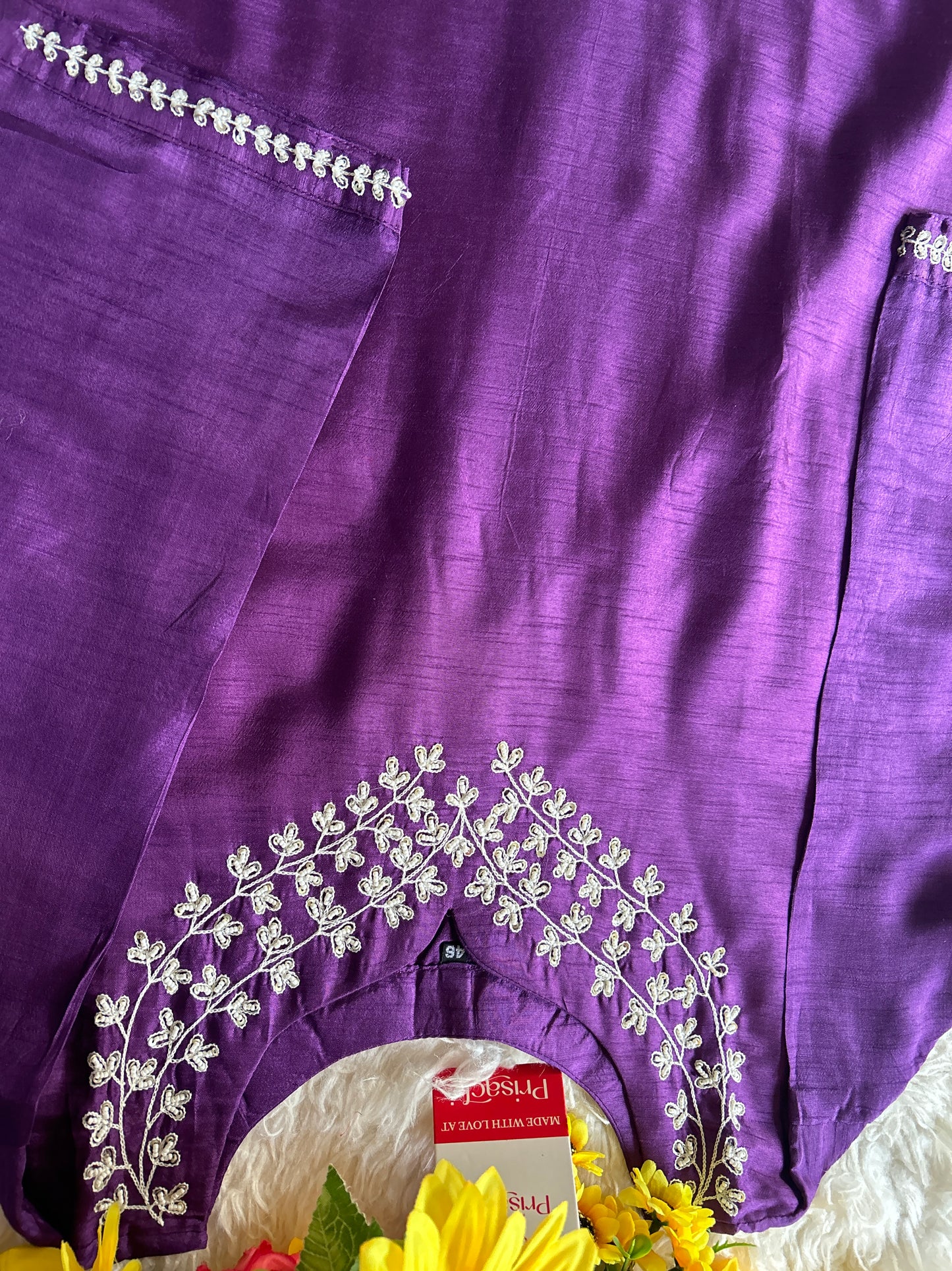 Purple embroidered kurta set with dupatta - Prisachi Official