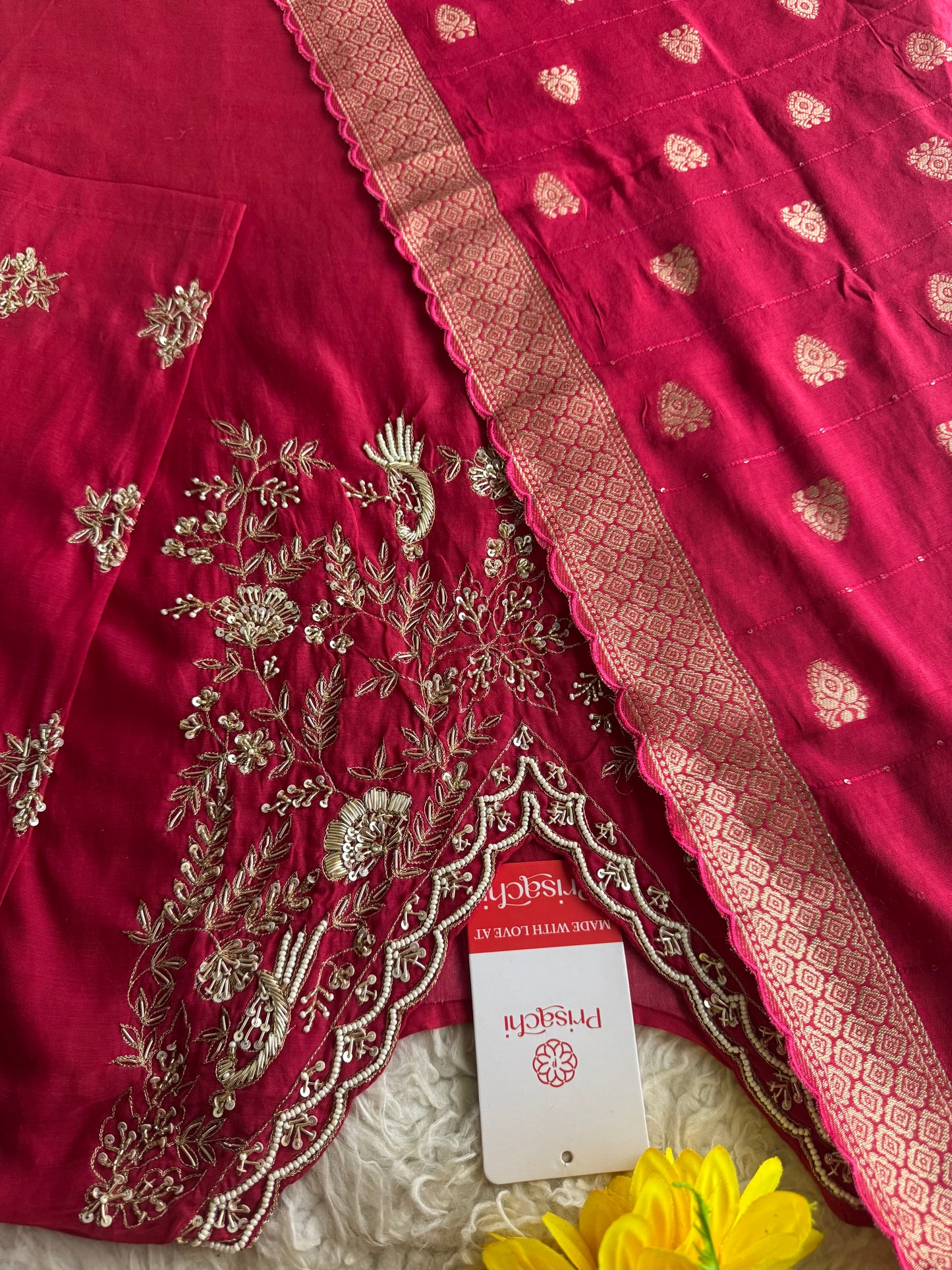 Designer Pink Embroidered kurta set with dupatta