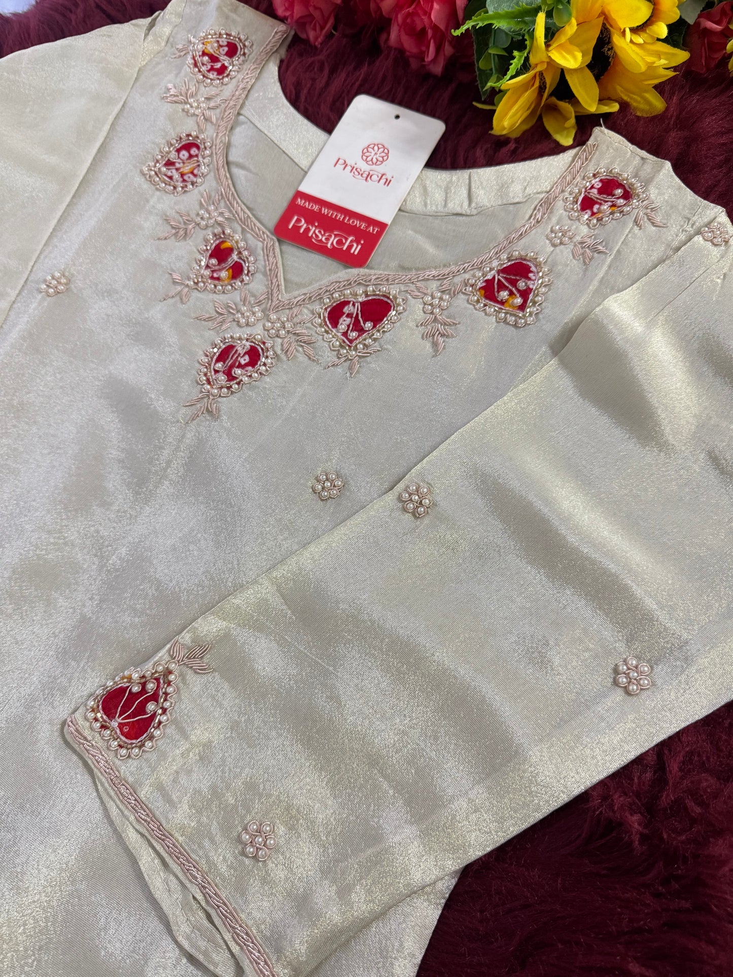 White embroidered kurta set with dupatta