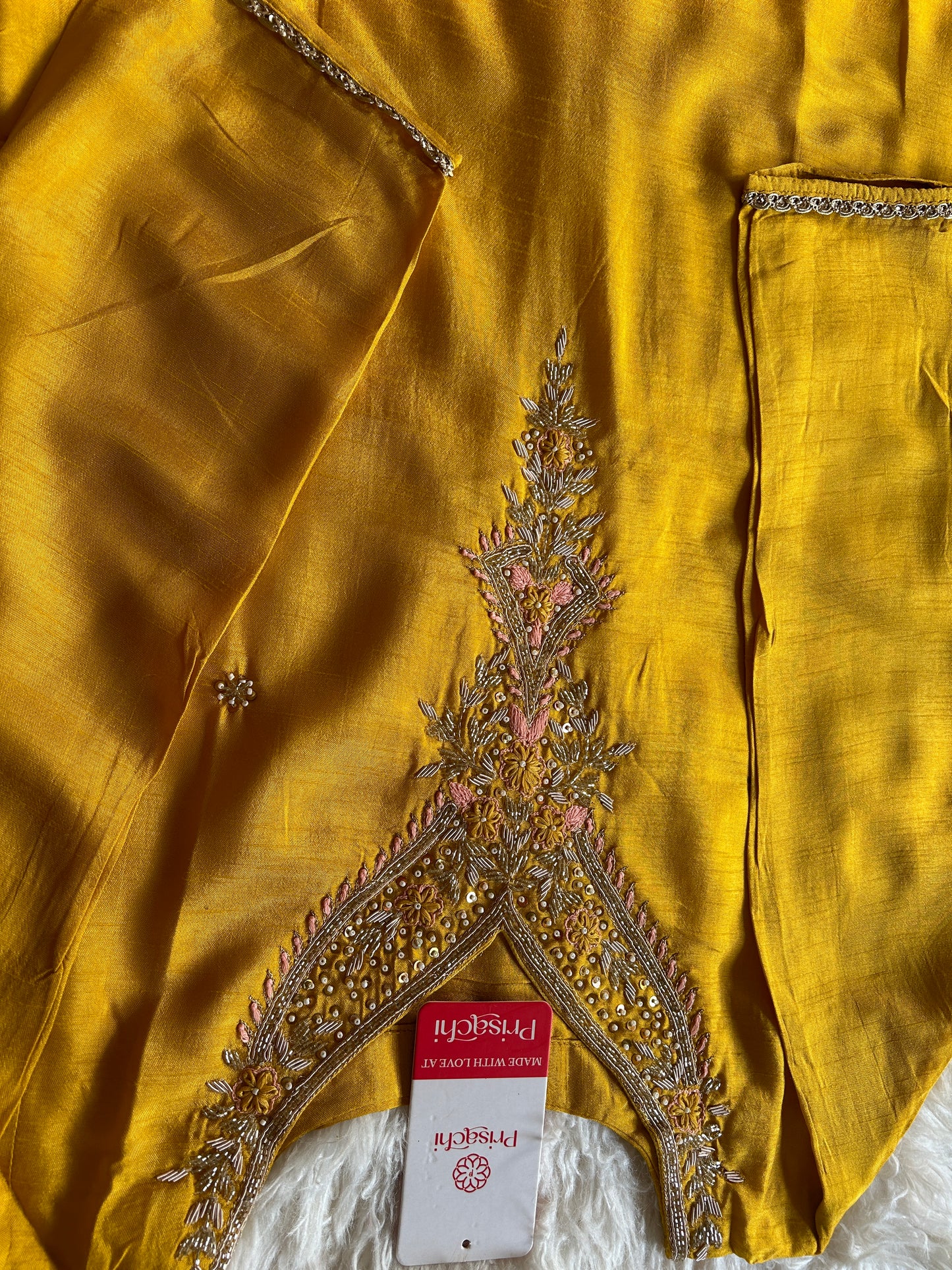 Yellow embroidered kurta set with dupatta