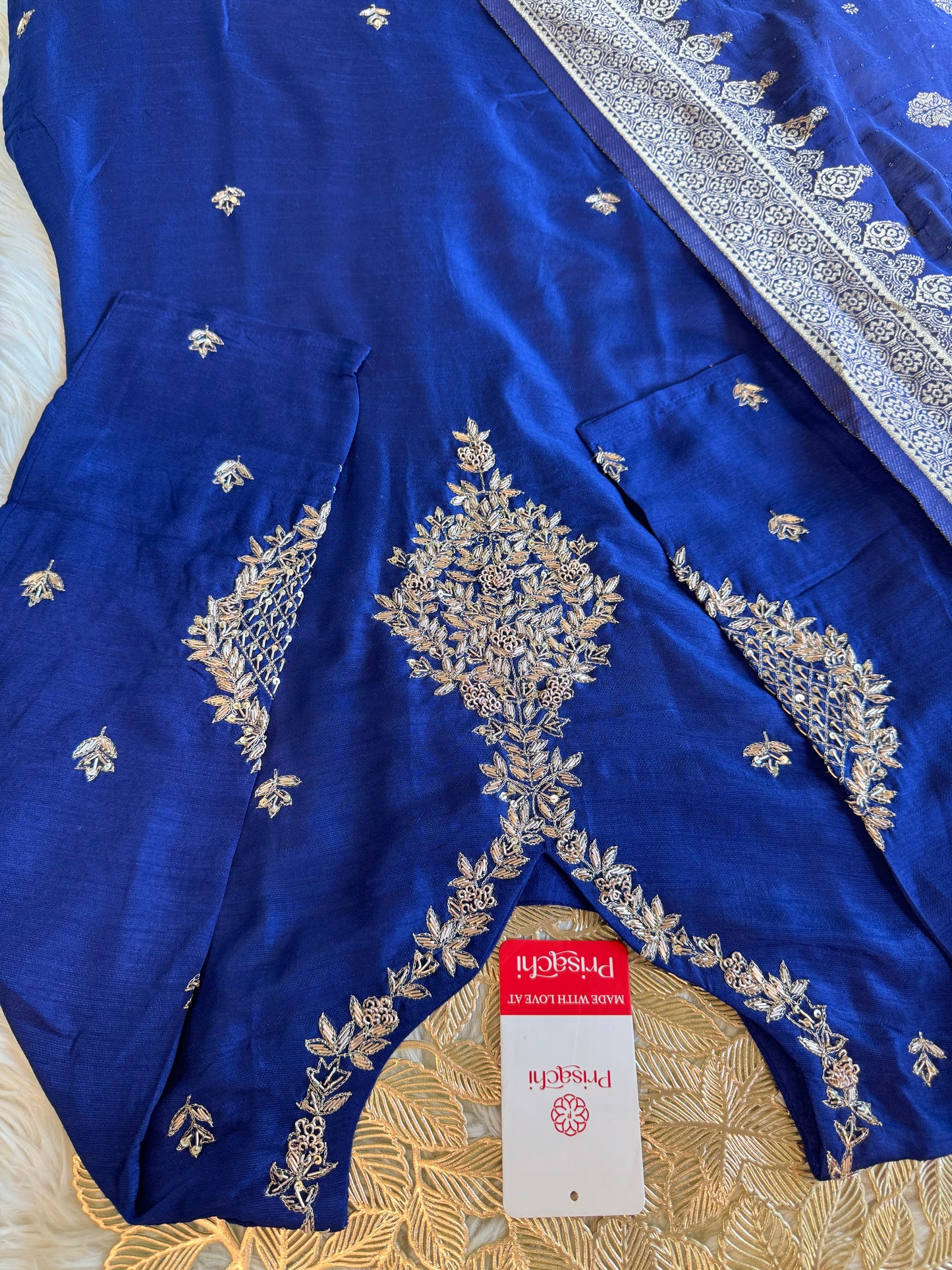 Orange  Designer Kurti set with Banarasi Duptta