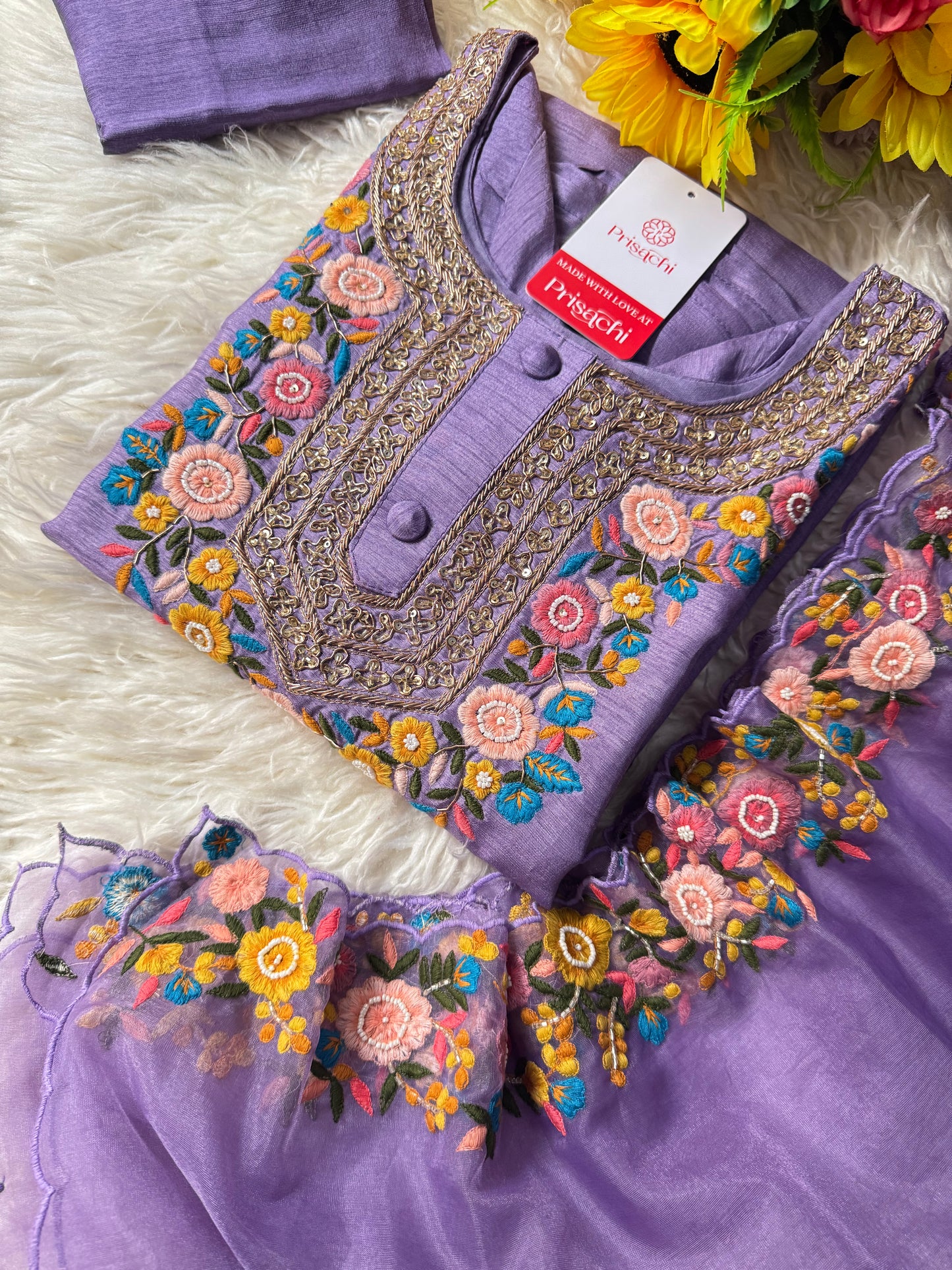 Purple Embroidered Kurta bottom With Dupatta