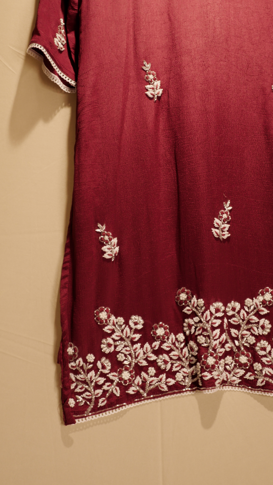 Embroidered kurti sharara set with dupatta