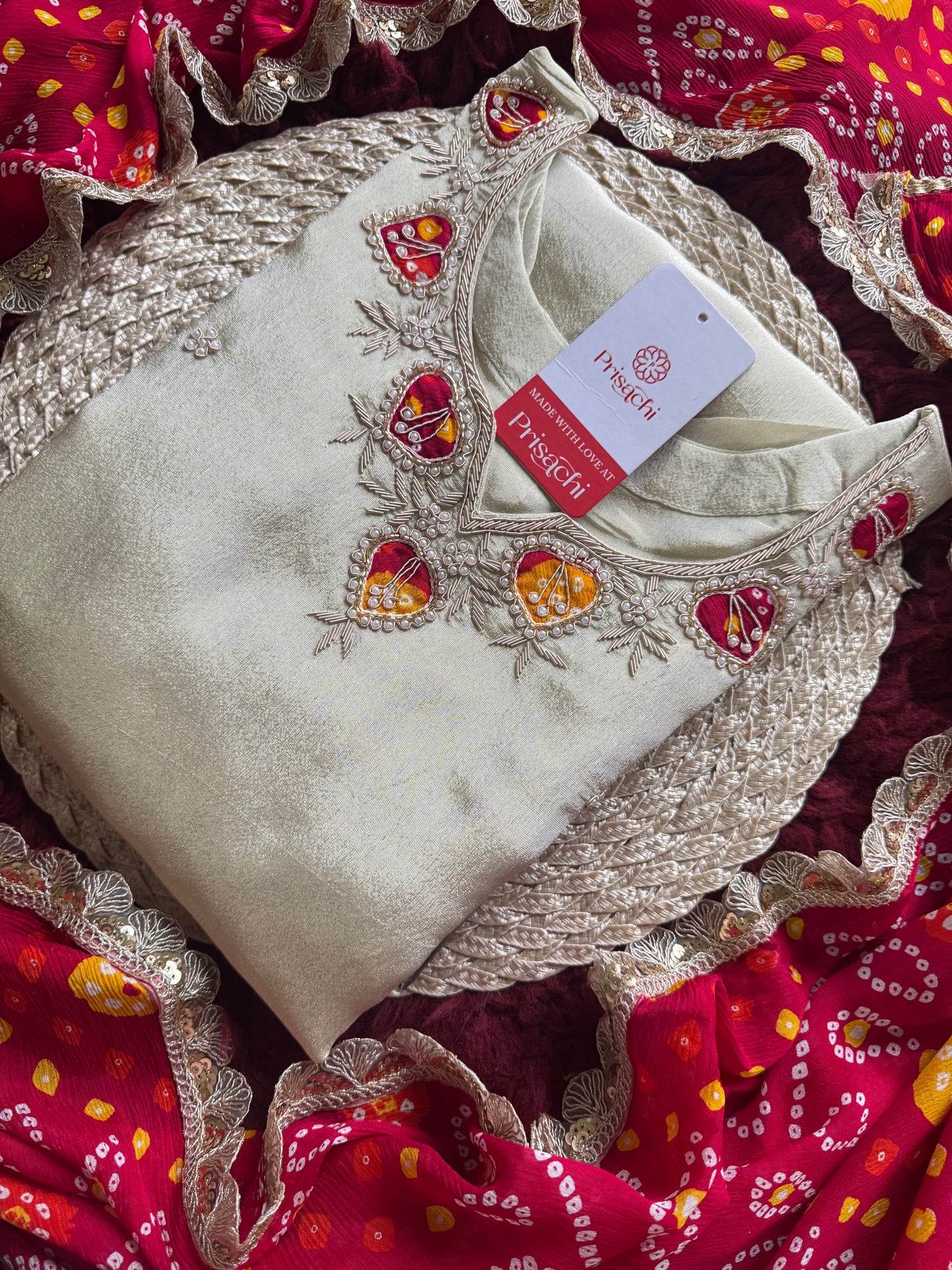 White embroidered kurta set with dupatta
