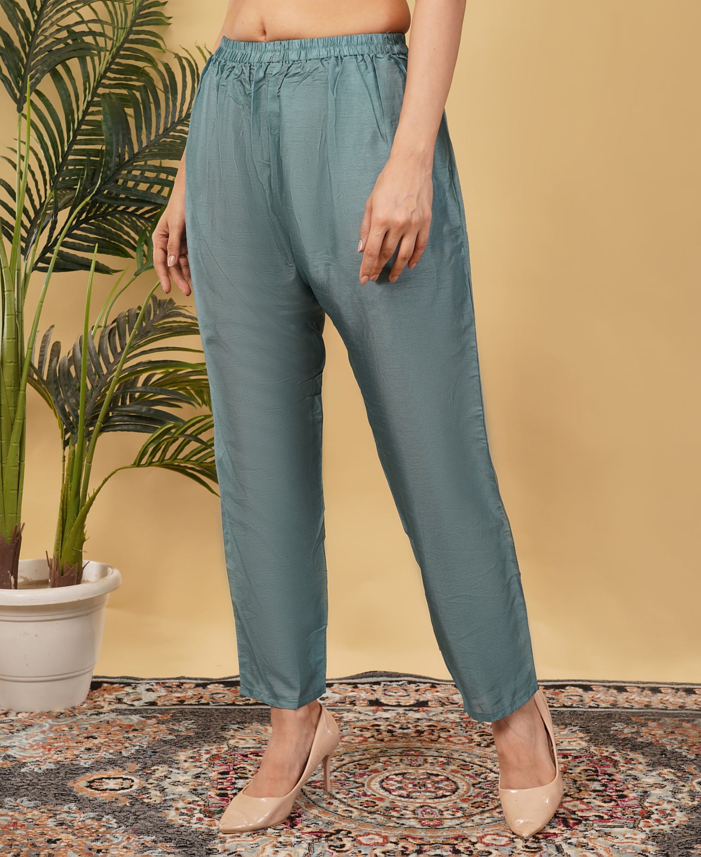 Sky Blue Hand-Embroidered Ethnic Kurta Set with Pants & Dupatta - Prisachi Official