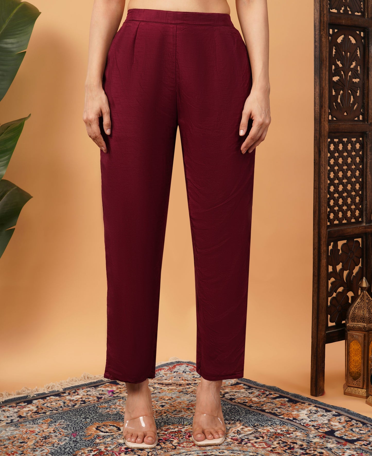Wine Designer Embroidered Ethnic Kurta Set with Pant & Dupatta - Prisachi Official