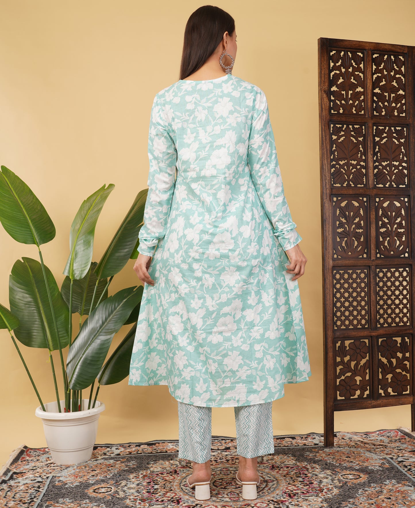 Cotton  A-line Kurti with pockets, comfy pant, and dupatta