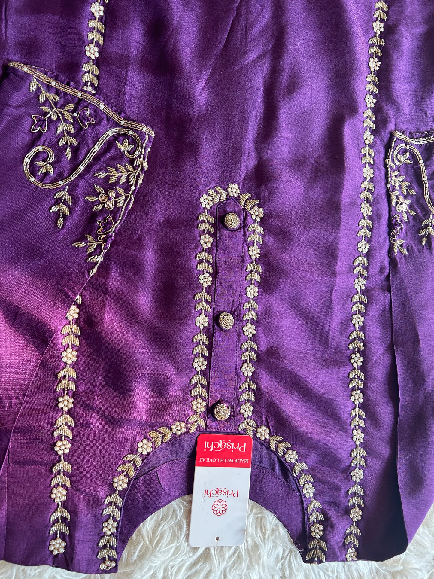 Purple embroidered kurta set with dupatta