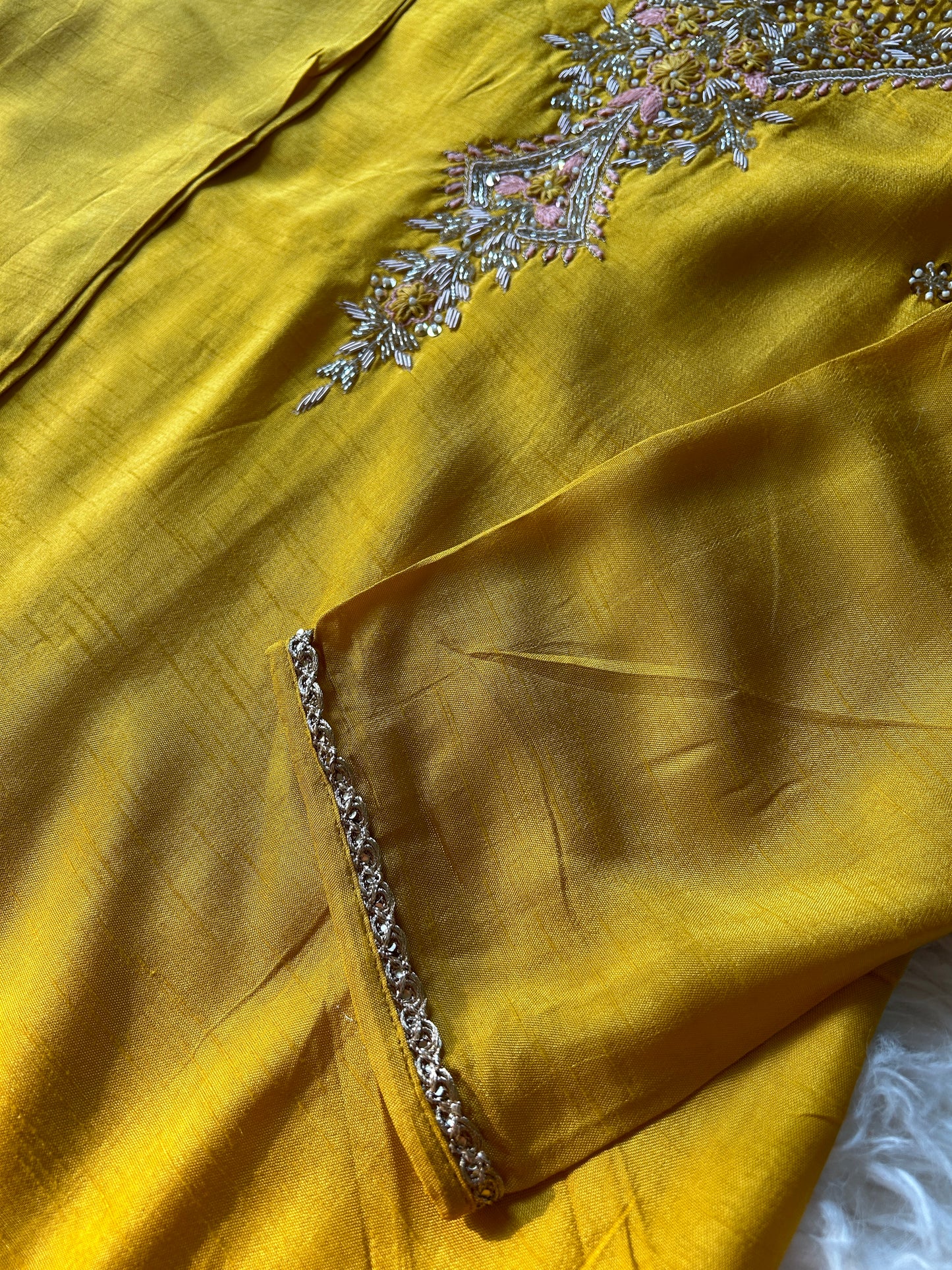 Yellow embroidered kurta set with dupatta
