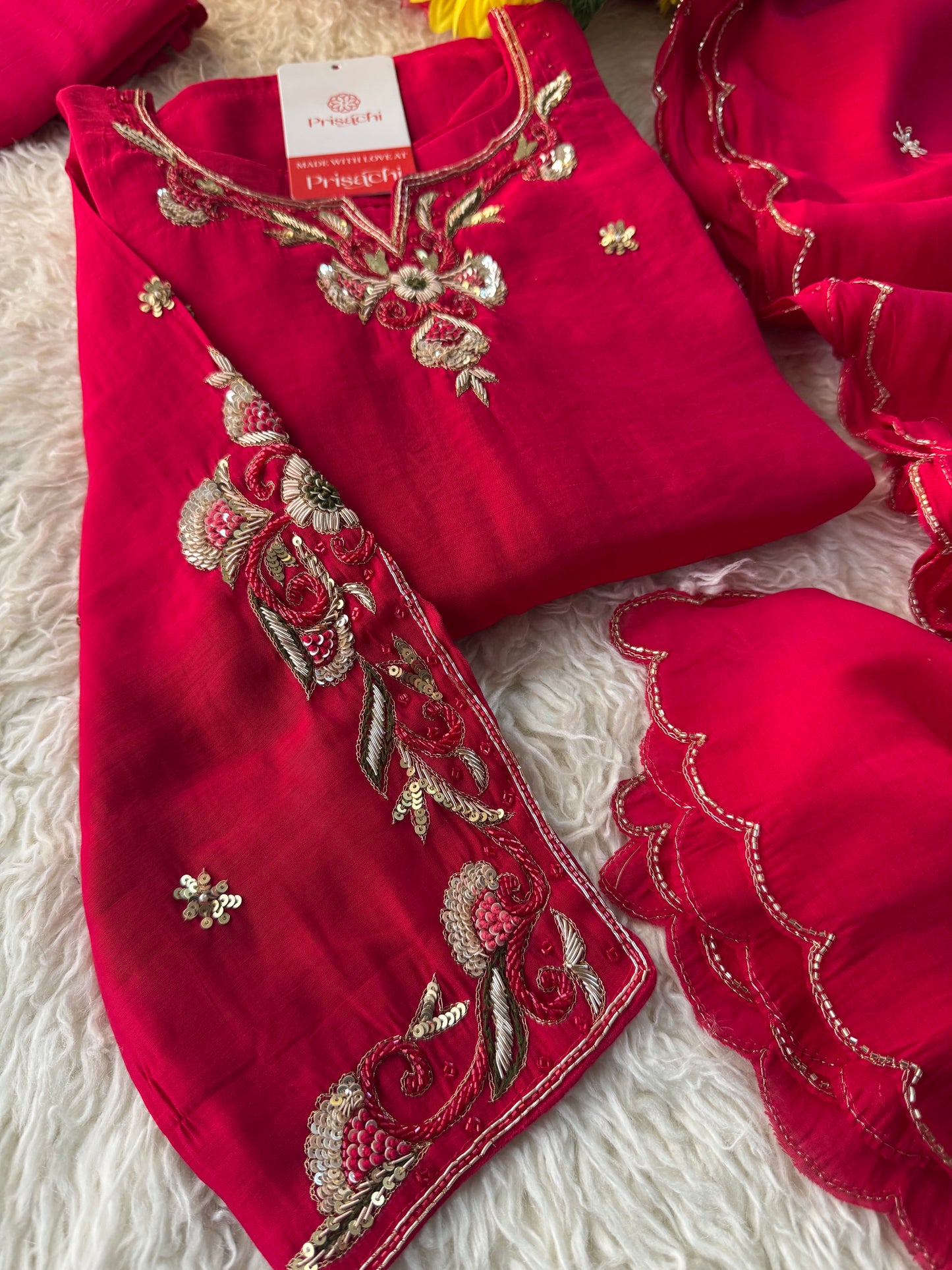Prisachi Black Embroidered kurta bottom with dupatta