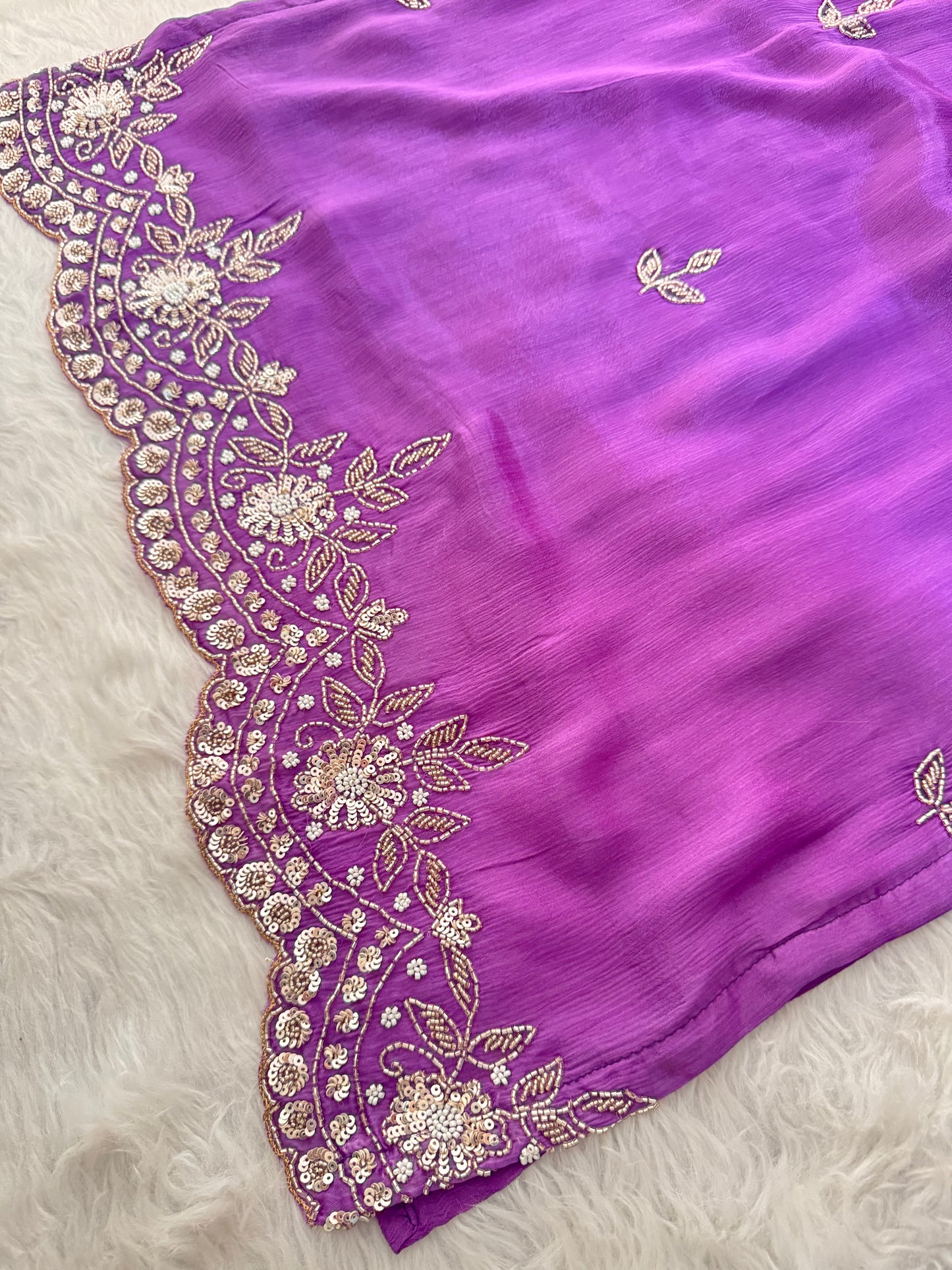 Lavender Embroidered Sharara Set with pants and Dupatta for Women | Prisachi - Prisachi Official