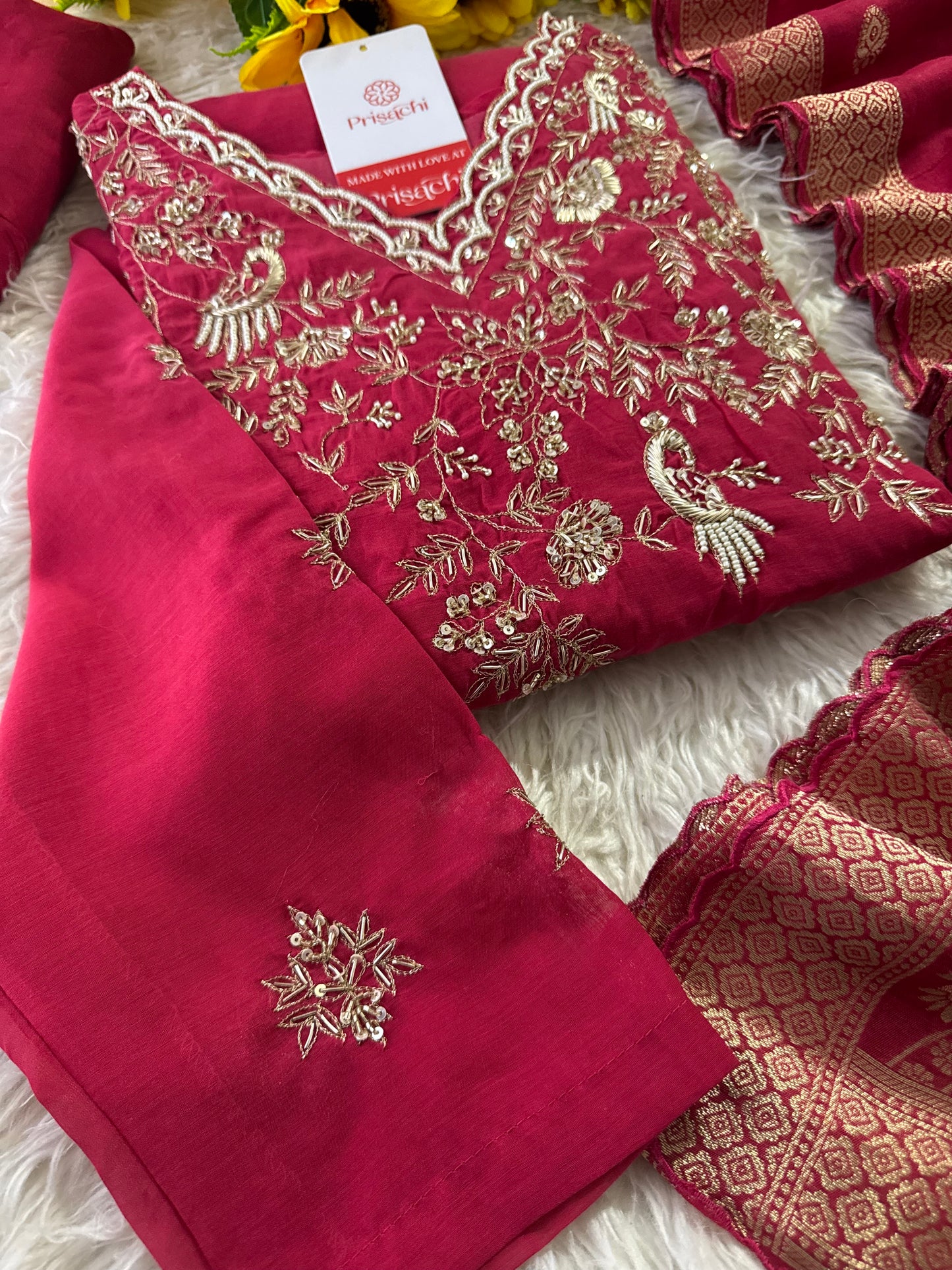 Designer Pink Embroidered kurta set with dupatta