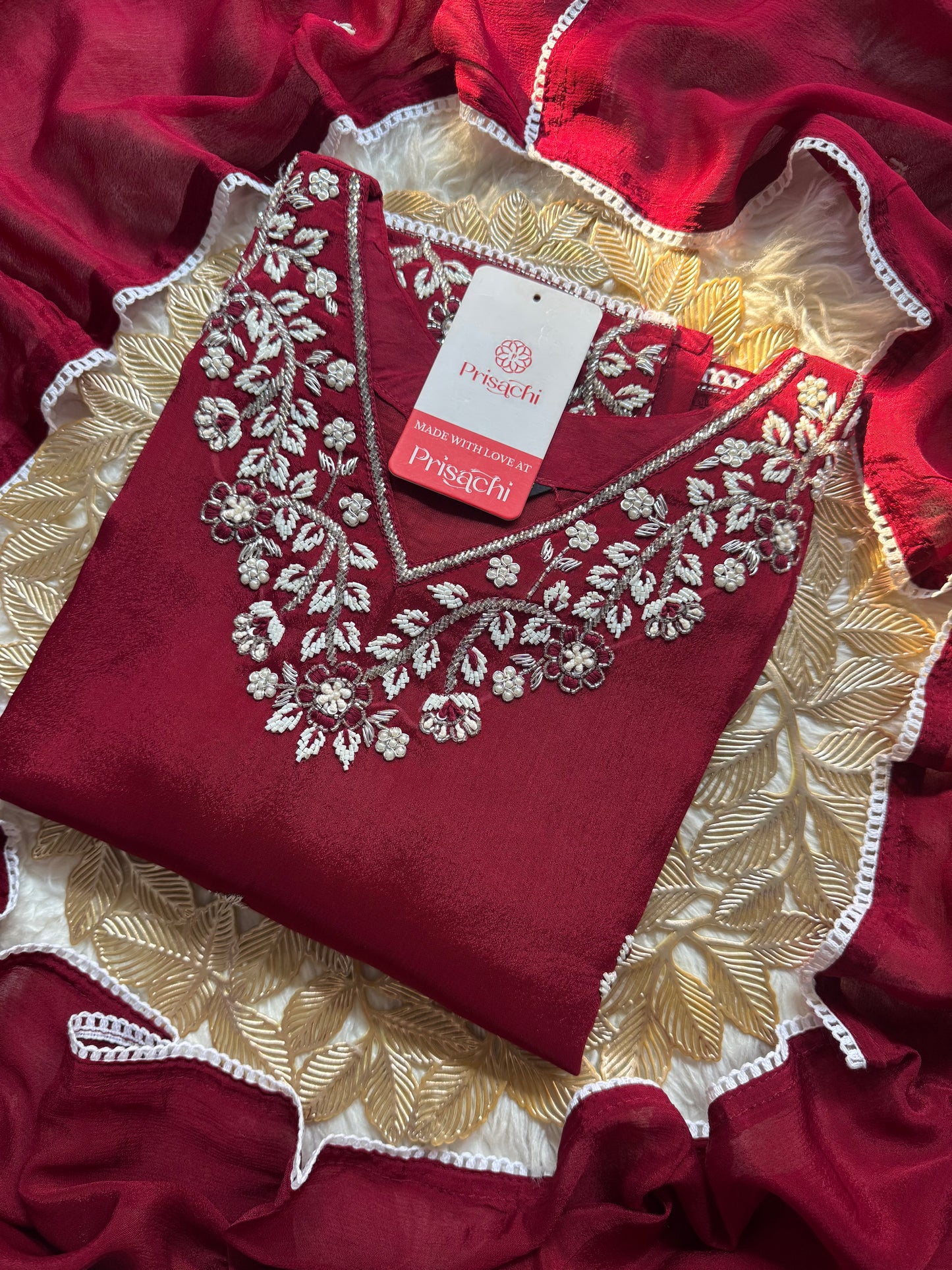Embroidered kurti sharara set with dupatta