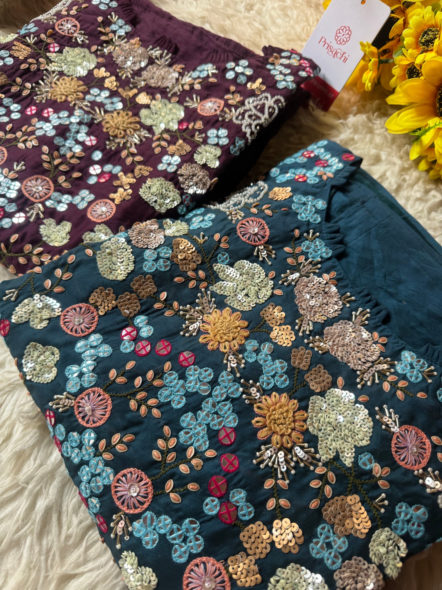 Desinger Embroidered kurta Bottom with dupatta - Prisachi Official