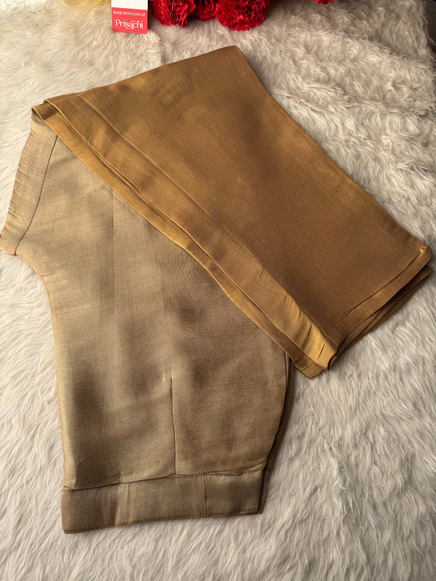 Designer Dual Tone Beige Gold & Metallic Gold Kurta Set with Embroidery, Pants & Dupatta - Prisachi Official