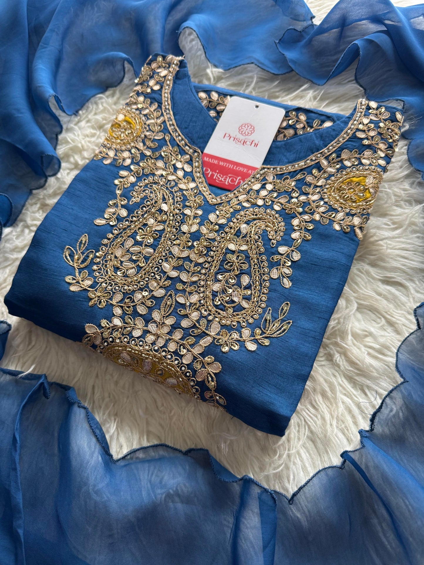 Prisachi Designer Embroidered kurta pant with dupatta