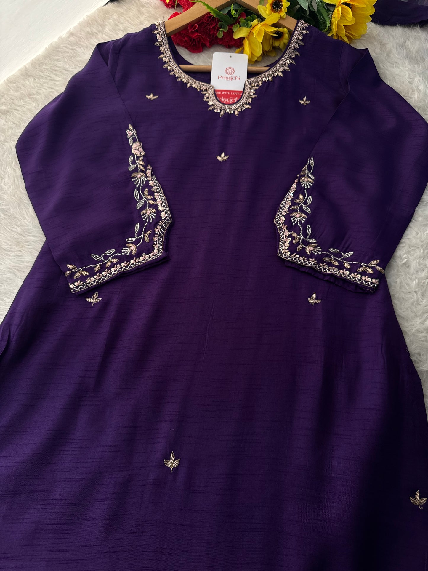 Orange Designer Embroidered Kurta Set with Pants & Dupatta Ethnic Wear