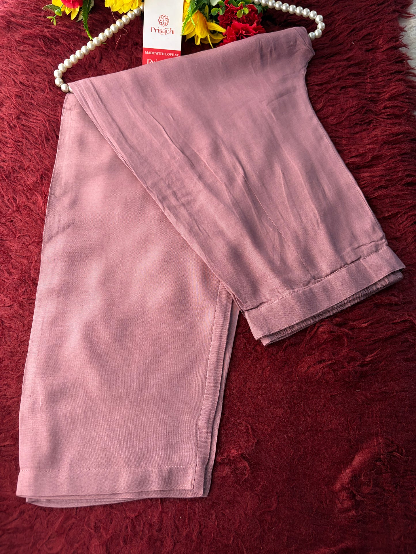 Mauve Embroidered A-Line Ethnic kurta set with dupatta and Pants