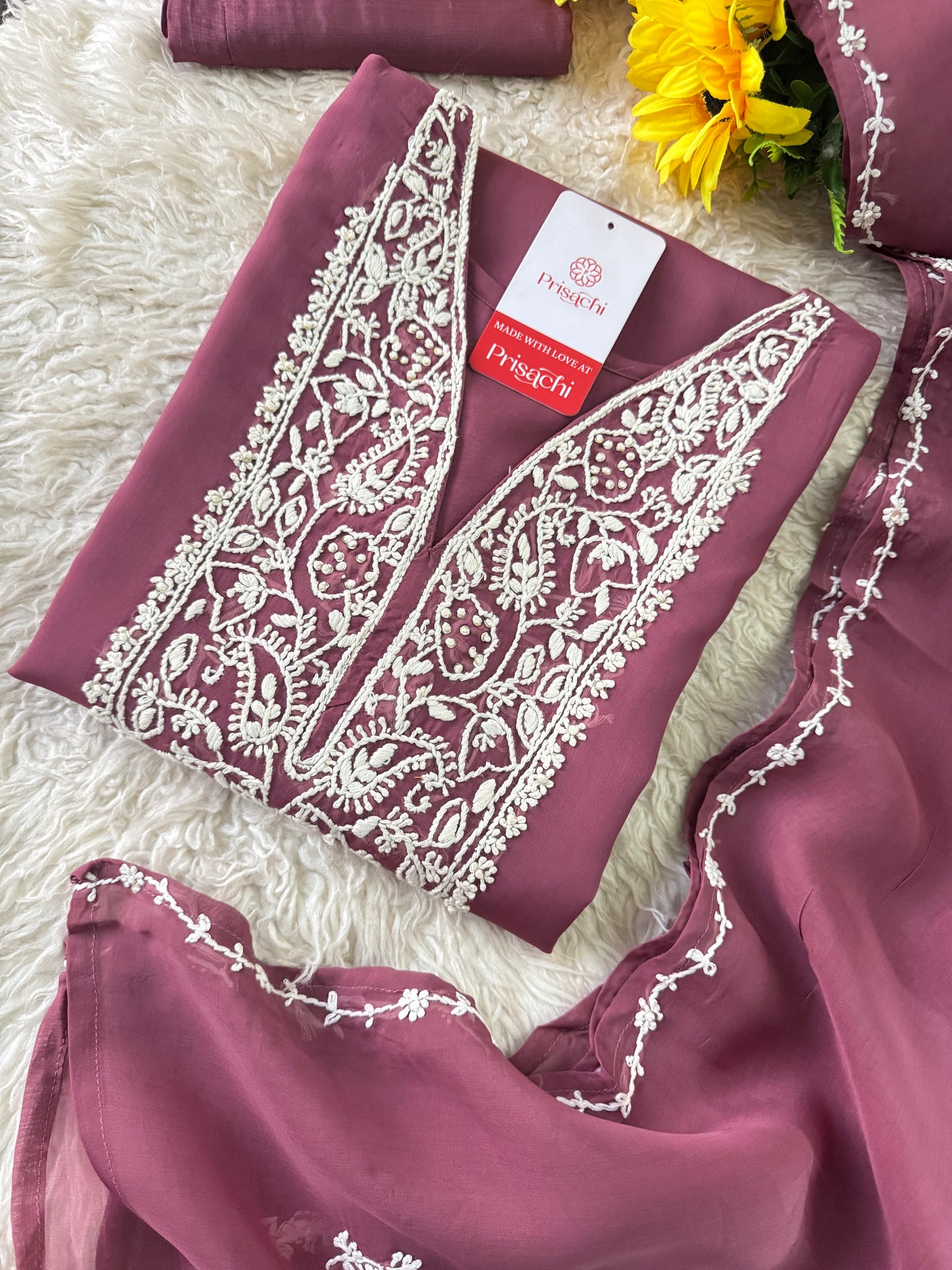 Pink Designer Thread-Embroidered Kurta Set with Pants and Dupatta