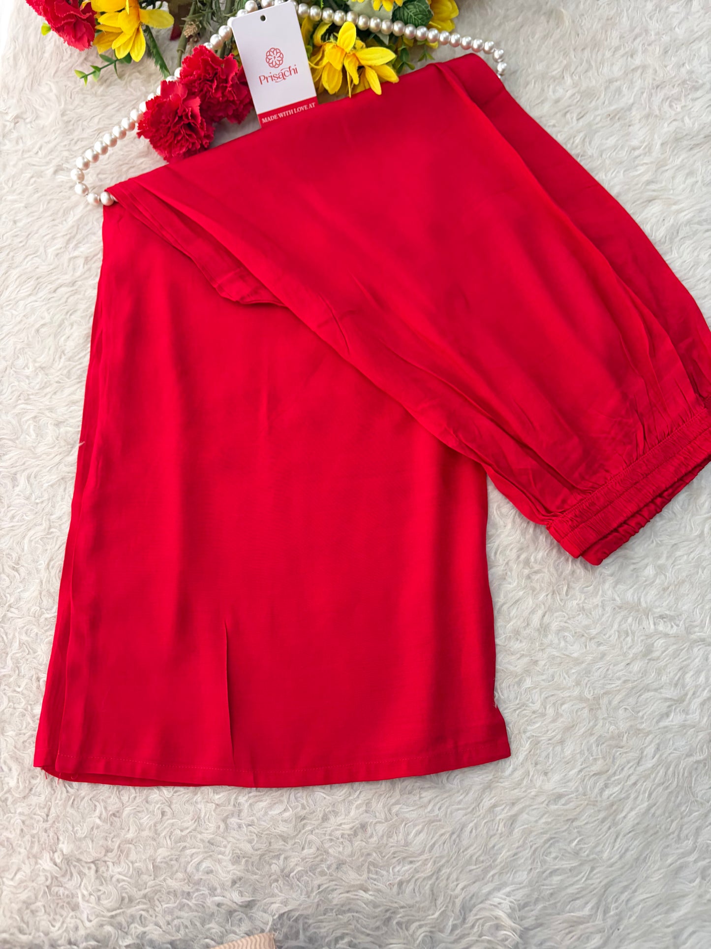 Red Zardozi Embroidered Kurta Set with Dupatta & Palazzo Pants | Festive & Ethnic Wear