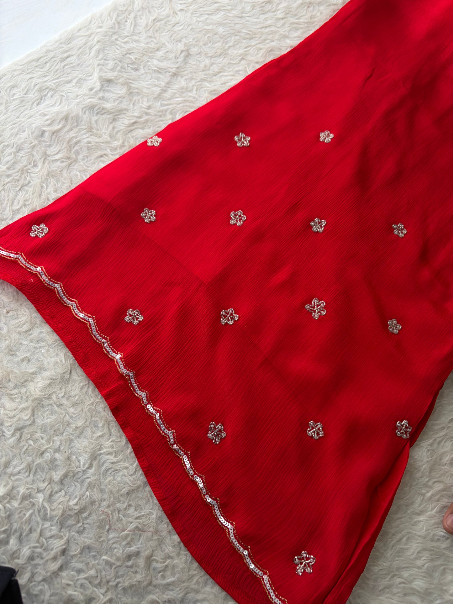Red Zardozi Embroidered Kurti Sharara Set with Dupatta | Designer Ethnic Suit Set