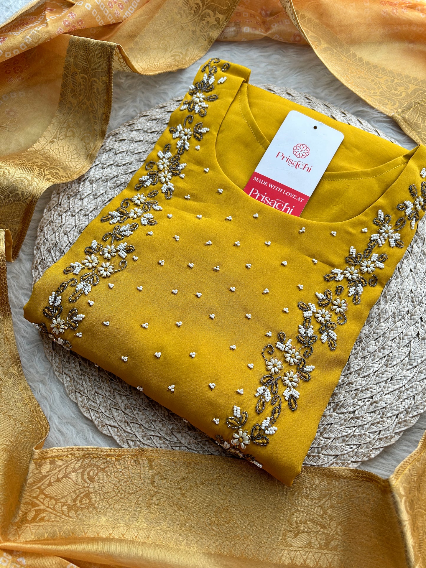 Yellow Embroidered Kurta Set with Pants & Dupatta for Women | Traditional Ethnic Wear