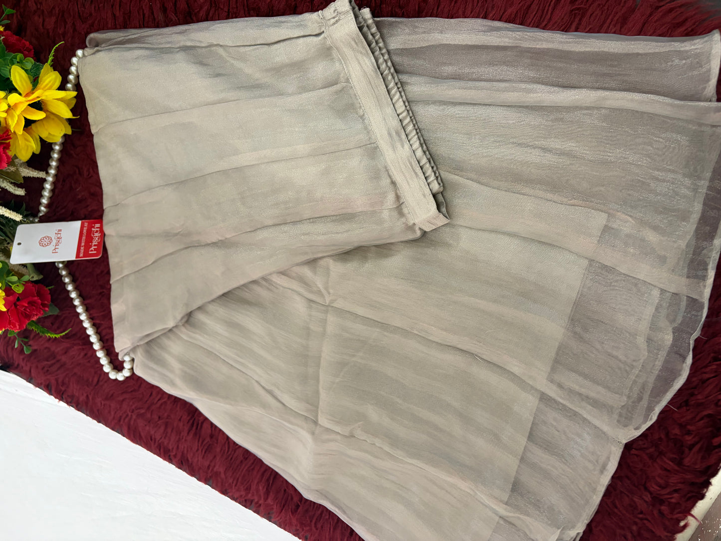 Light Grey Zardozi Embroidered Ethnic Kurta Set for Women with Pants & Dupatta