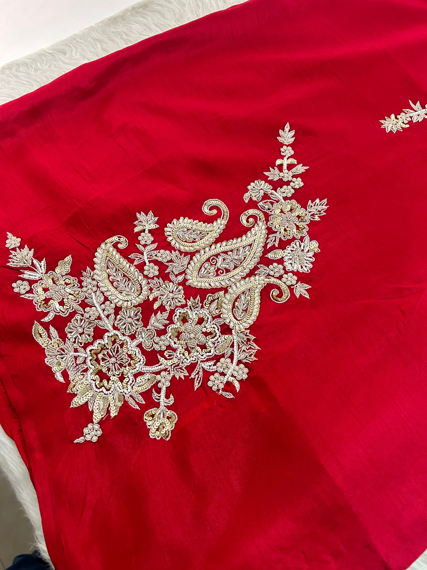 Red Zardozi Embroidered Kurta Set for Women with Pants & Dupatta | Traditional Ethnic Suit