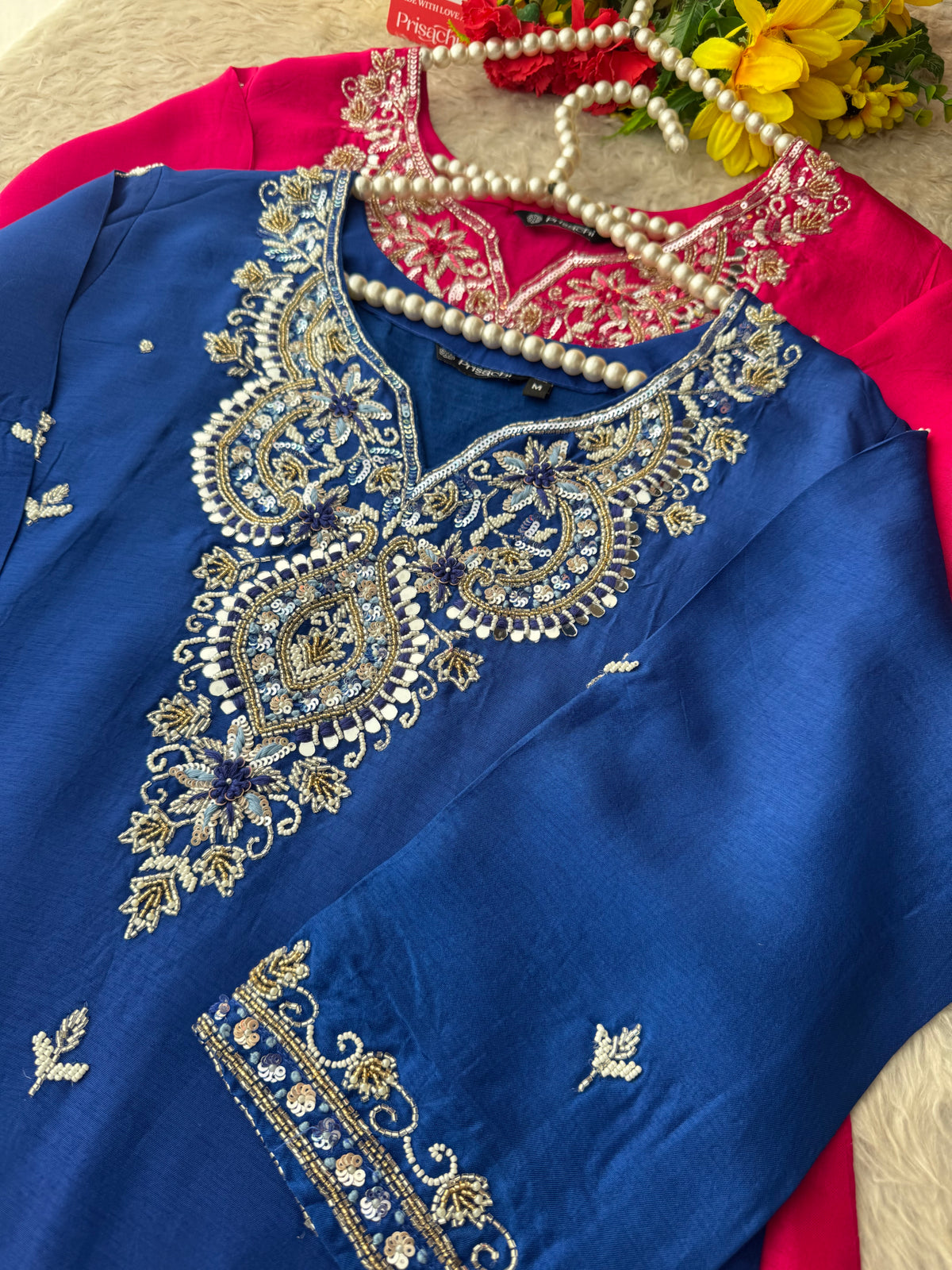 Zardozi Embroidered Ethnic Kurta Set With Straight Pants | Festive & Party wear