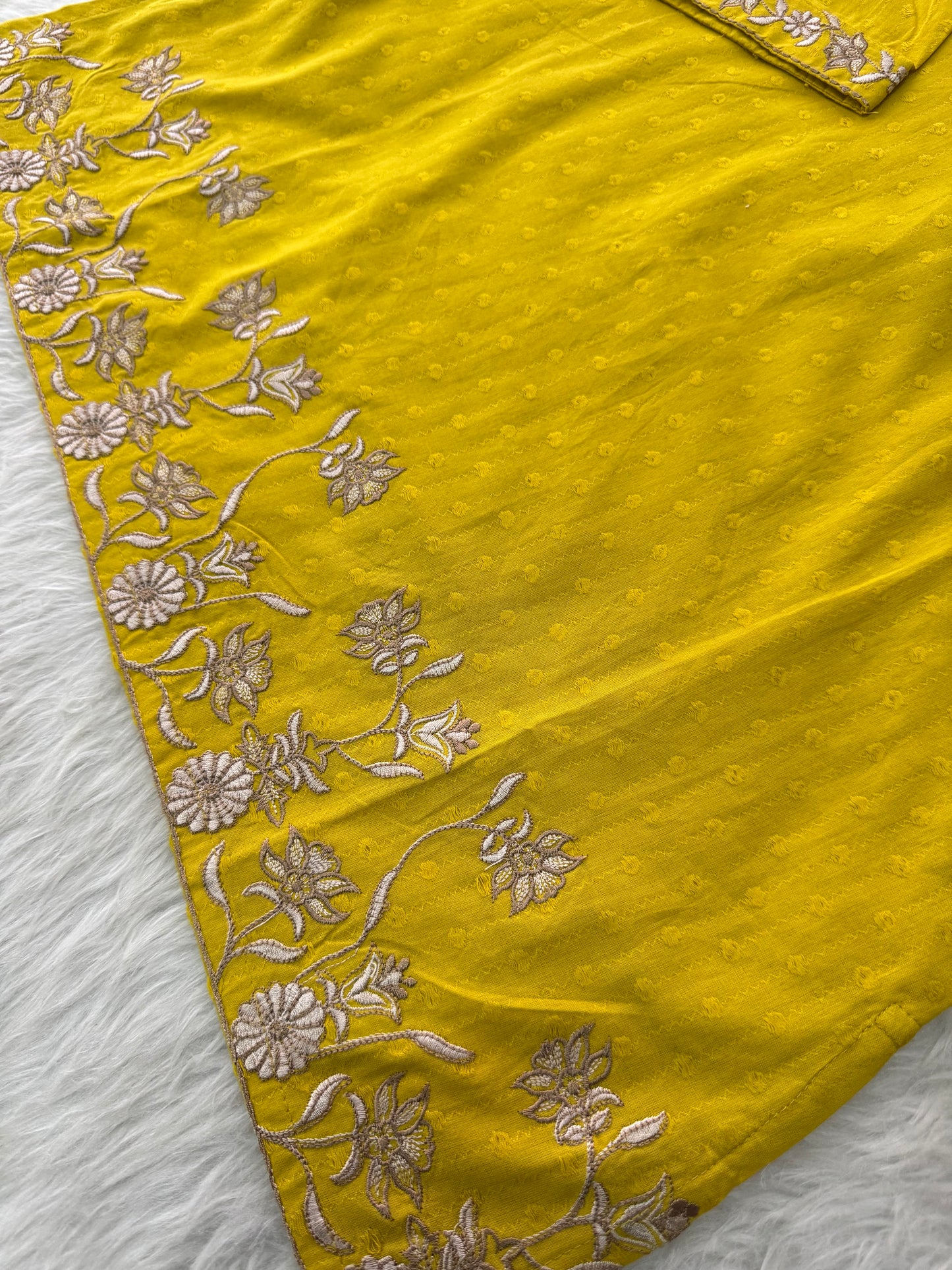Yellow Short Thread Embroidered Kurti for Women - Prisachi Official