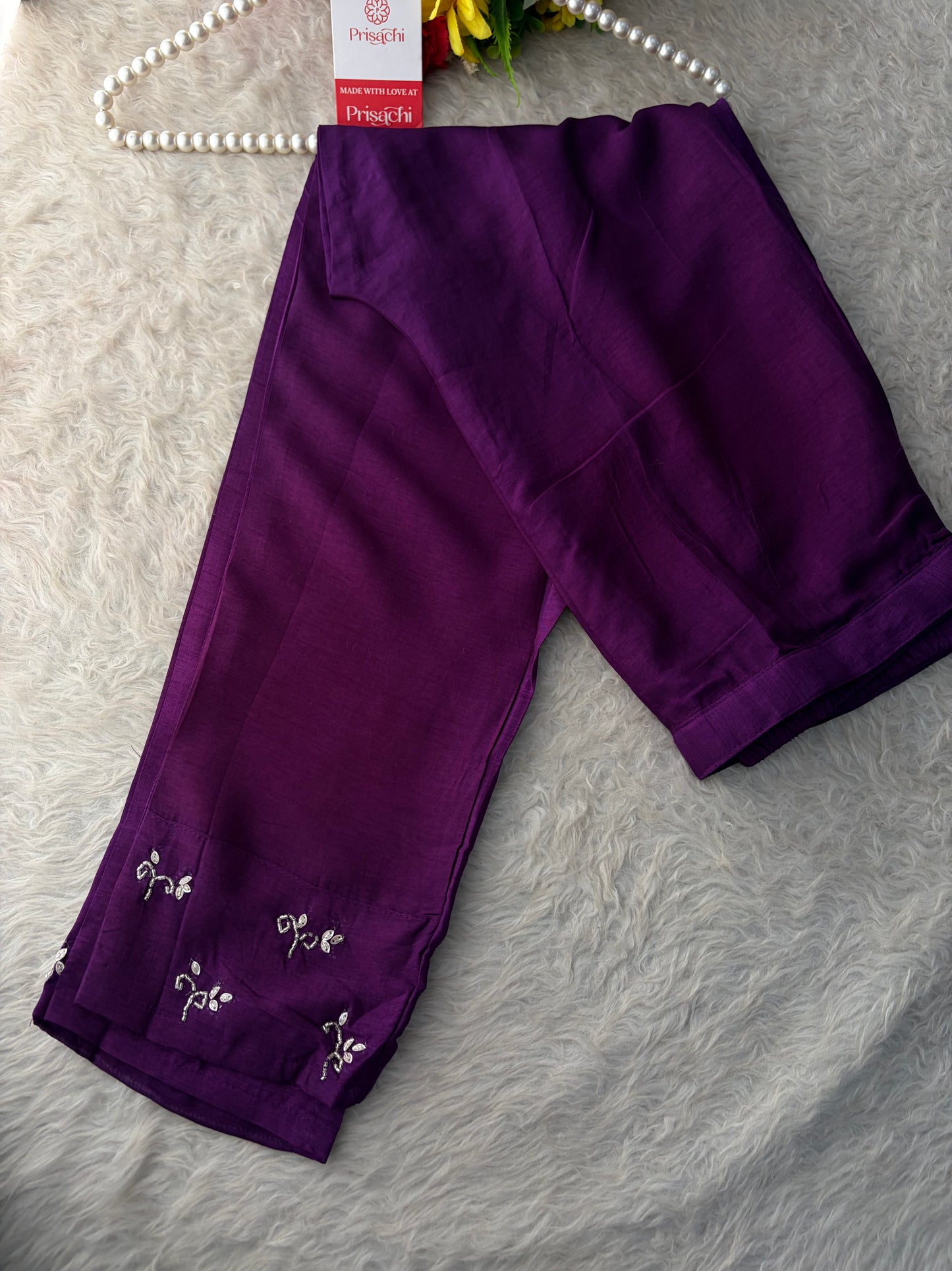Purple Zardozi Embroidered Kurta Set for Women with Pants & Dupatta | Festive Ethnic wear