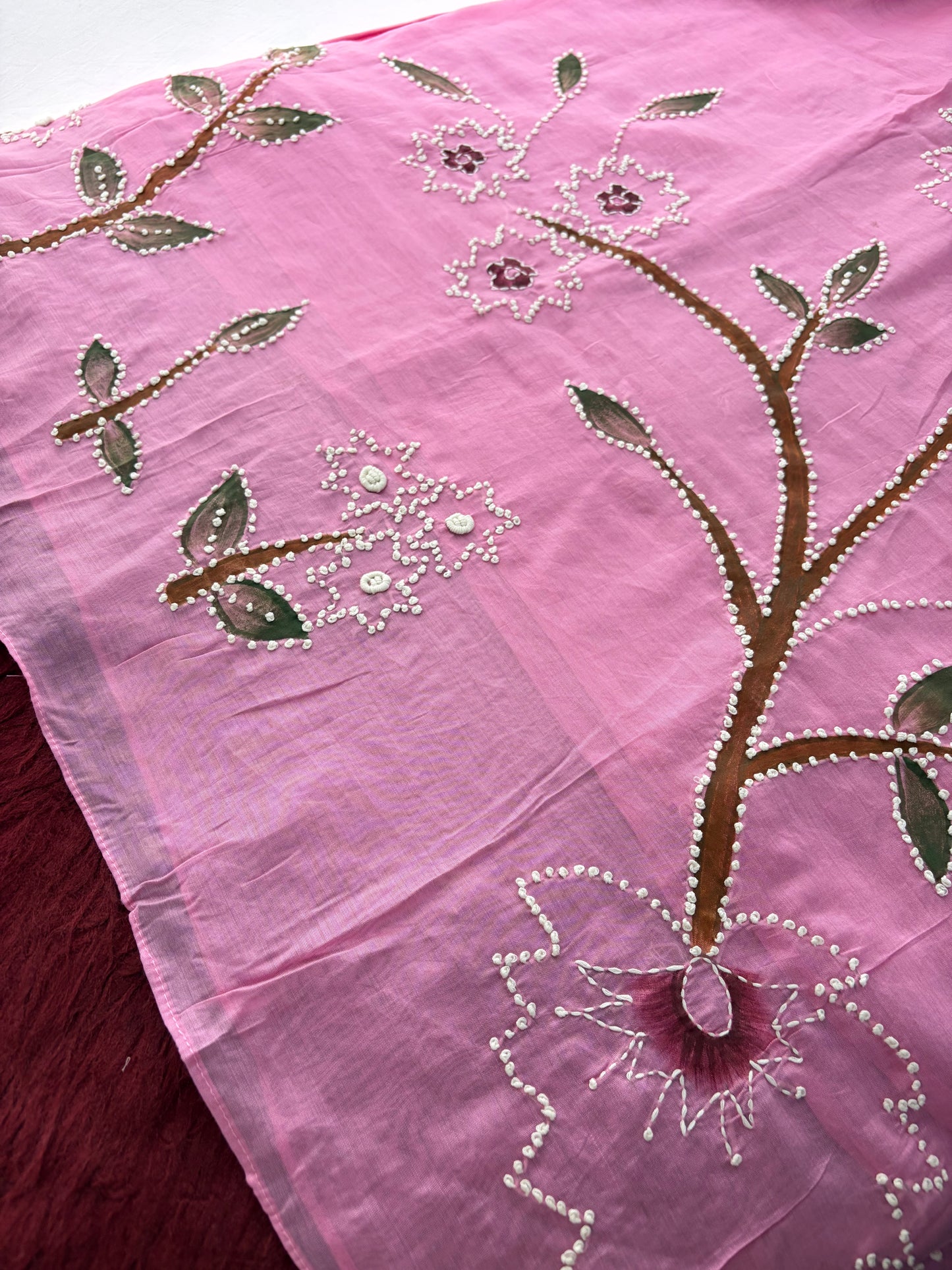 Pink Thread Embroidered A-Line Ethnic Kurta Set with Dupatta & Pants
